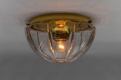 Lovely Elegant Octagonal Glass Flush Mount by Limburg, Germany 1960s
