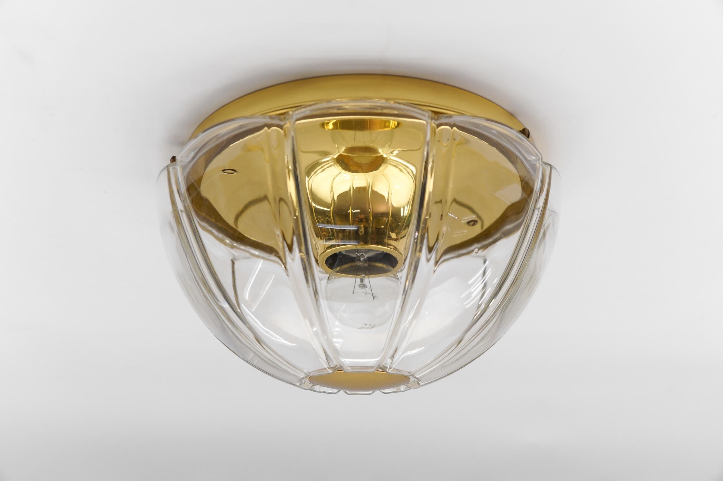 Lovely Elegant Octagonal Glass Flush Mount by Limburg, Germany 1960s  For Sale 1