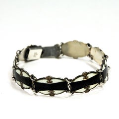 Lovely Enamelled Sterling Silver Bracelet by Ivar Holth 1950s, Norway
