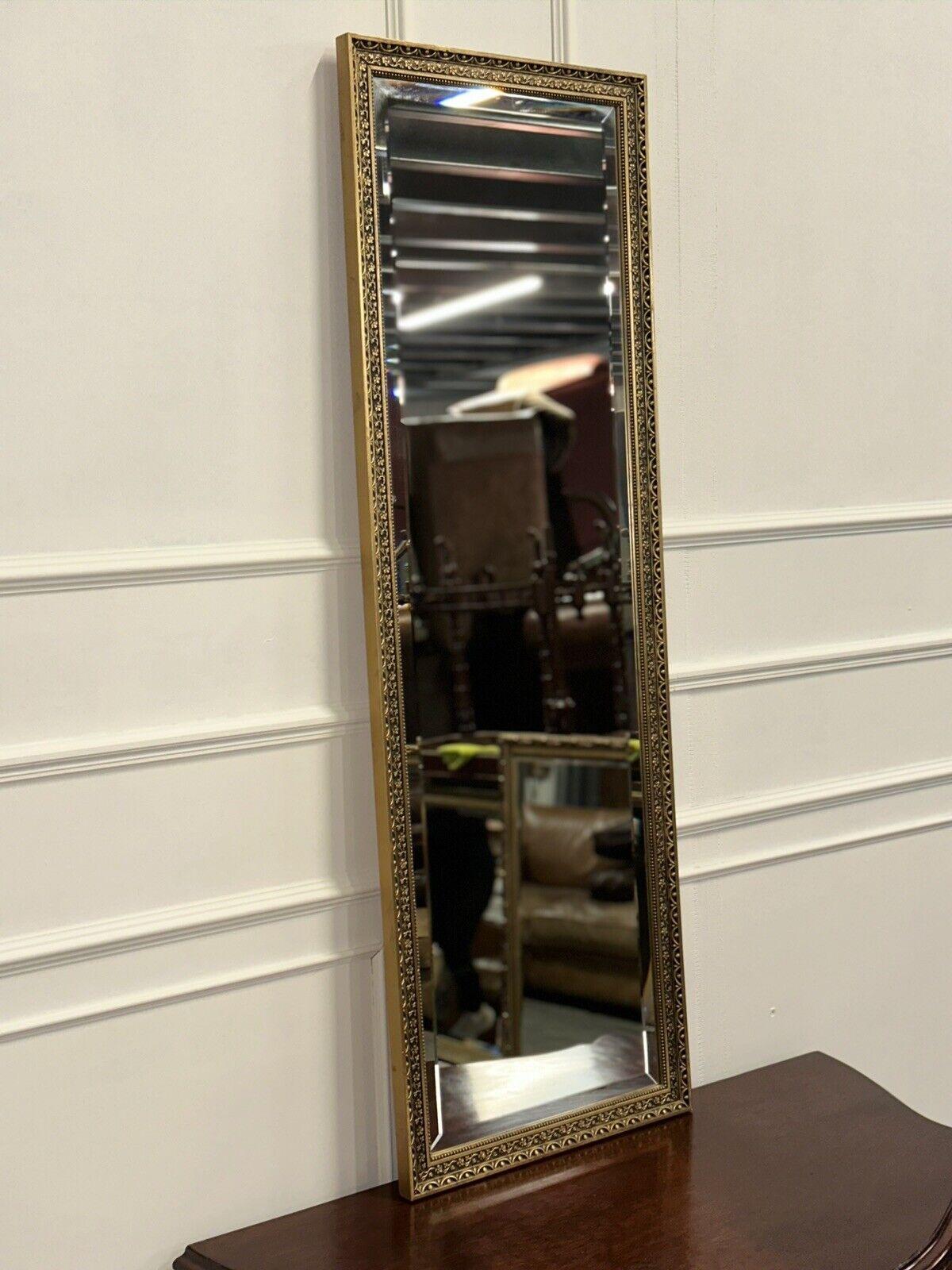 Hand-Crafted Lovely English Vintage Full Length Gold Ornate Bevelled Mirror For Sale