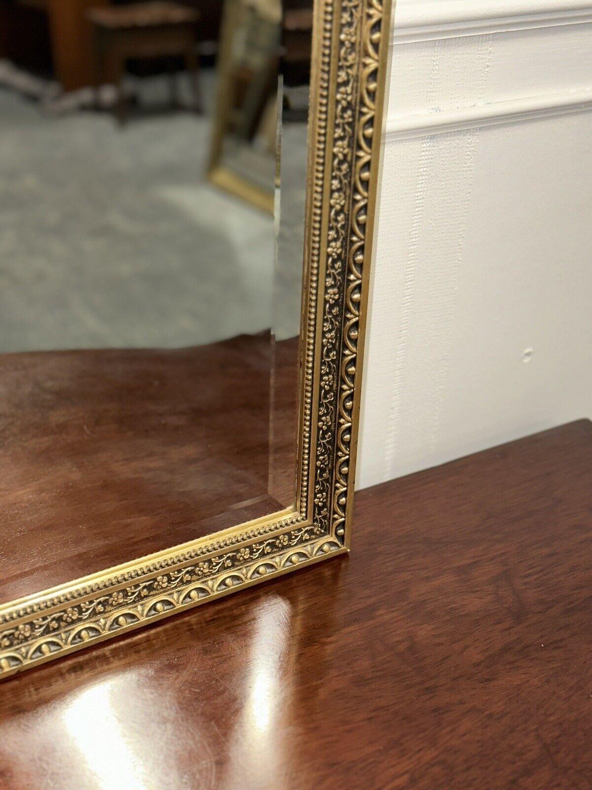 20th Century Lovely English Vintage Full Length Gold Ornate Bevelled Mirror For Sale