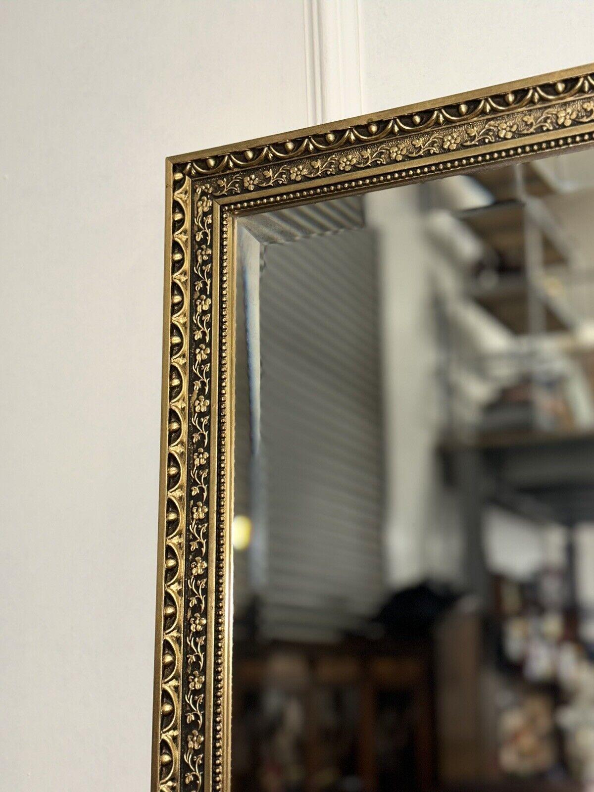 Lovely English Vintage Full Length Gold Ornate Bevelled Mirror 1