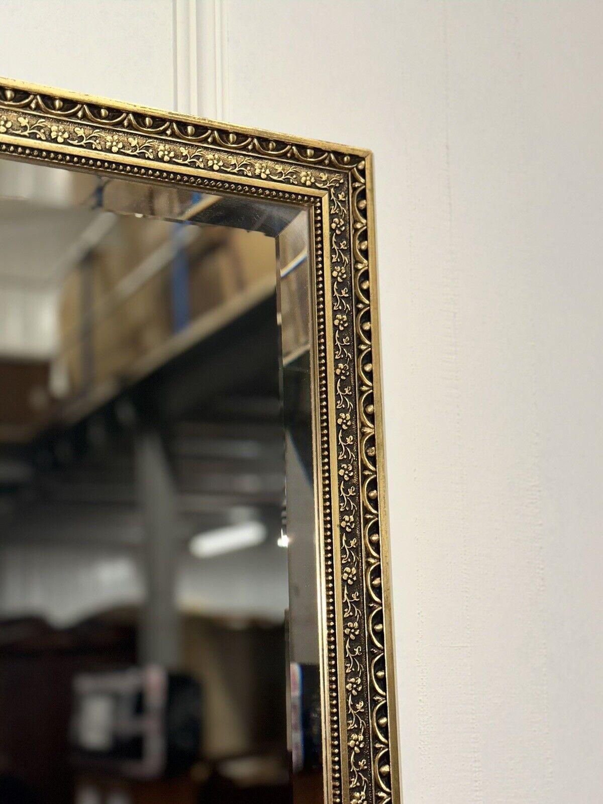 Lovely English Vintage Full Length Gold Ornate Bevelled Mirror For Sale 2