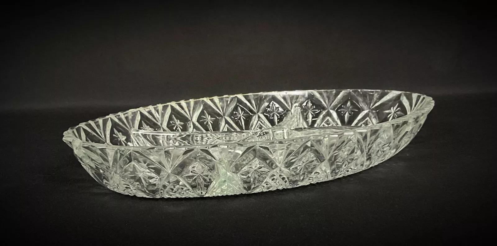 Joli plateau à compartiments en verre gravé - Idéal pour servir les amuse-gueules - 2Y370 en vente 3
