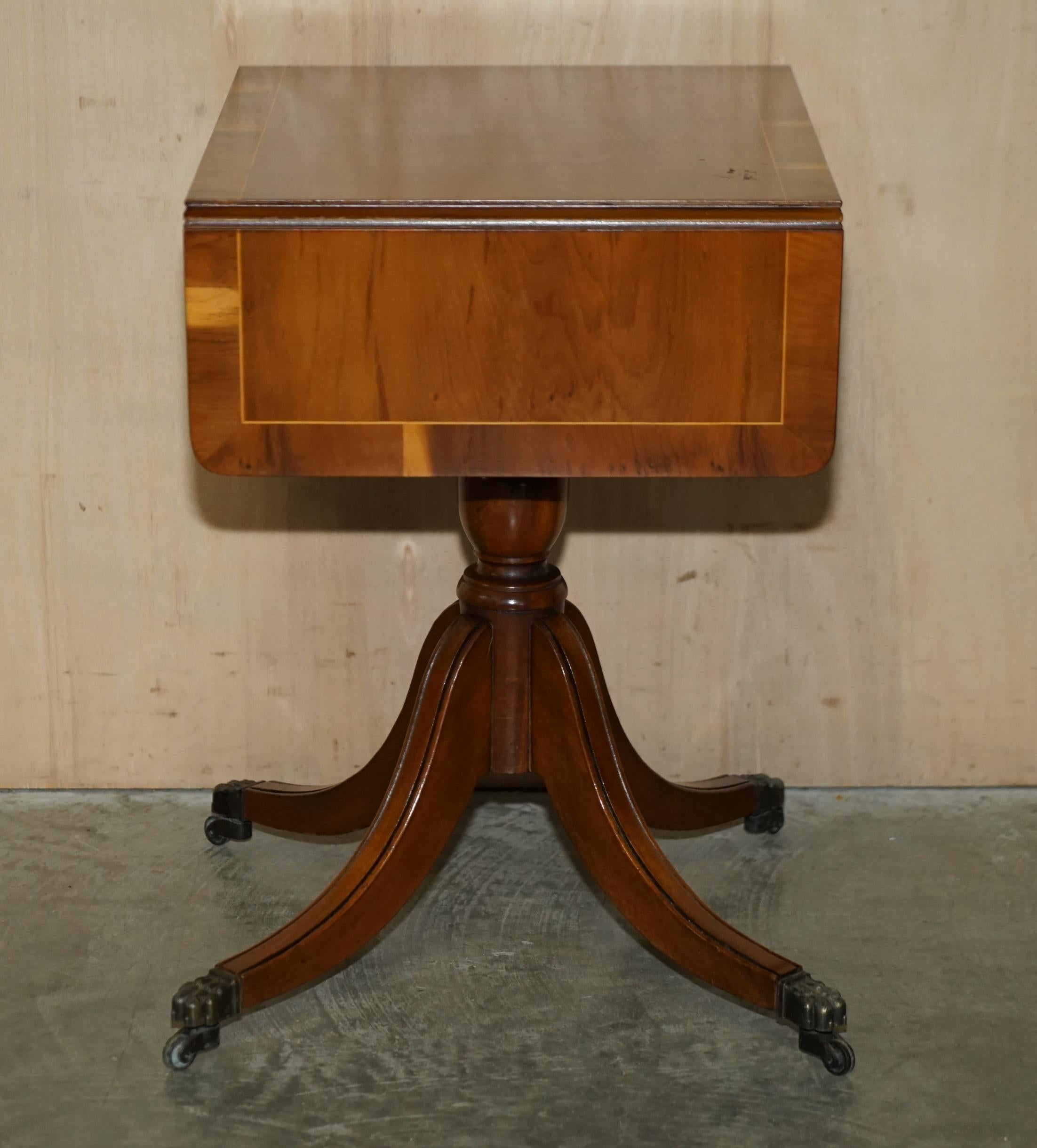 Lovely Extending Burr Walnut & Yew Wood Side End Lamp Wine Card Table Wood Top 6