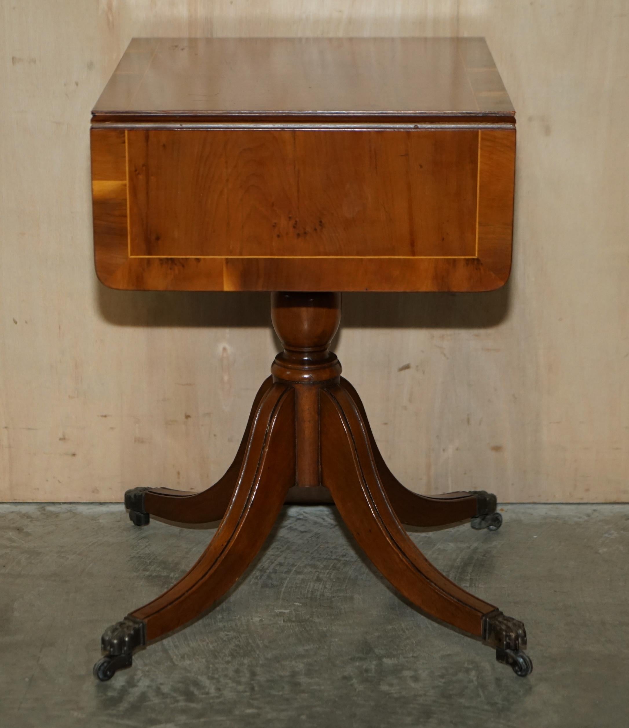 Lovely Extending Burr Walnut & Yew Wood Side End Lamp Wine Card Table Wood Top 8