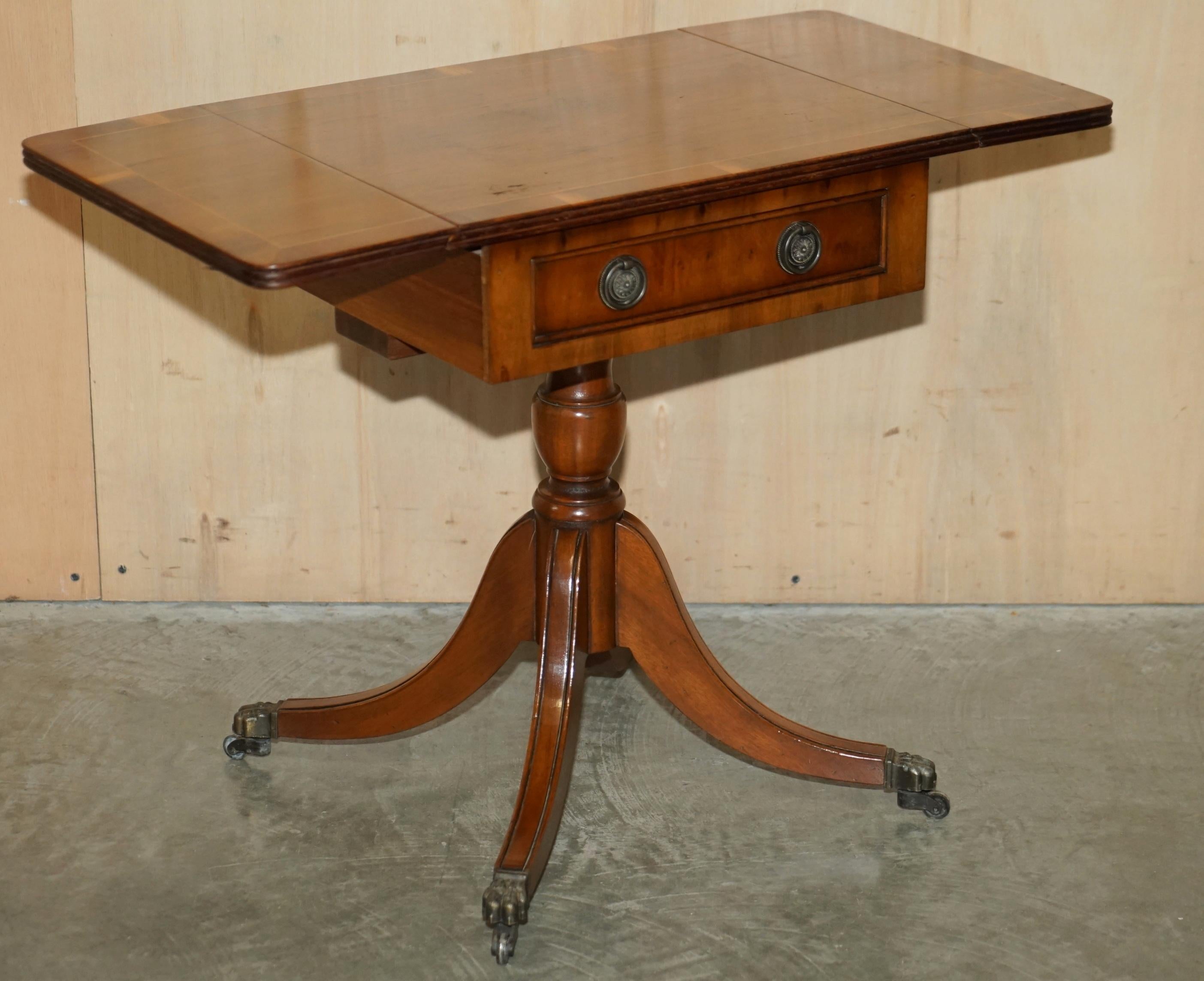 Lovely Extending Burr Walnut & Yew Wood Side End Lamp Wine Card Table Wood Top 9