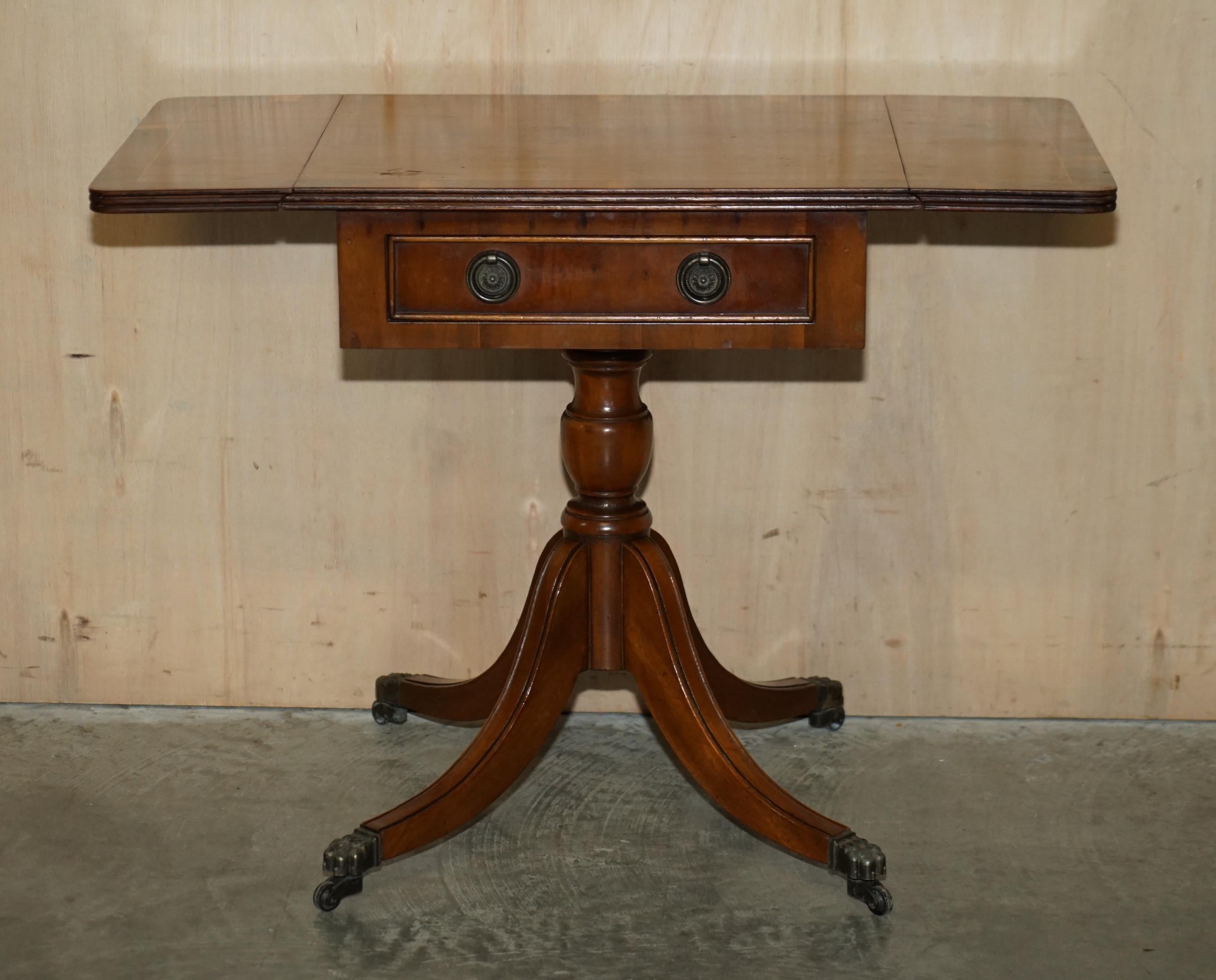 Lovely Extending Burr Walnut & Yew Wood Side End Lamp Wine Card Table Wood Top 12