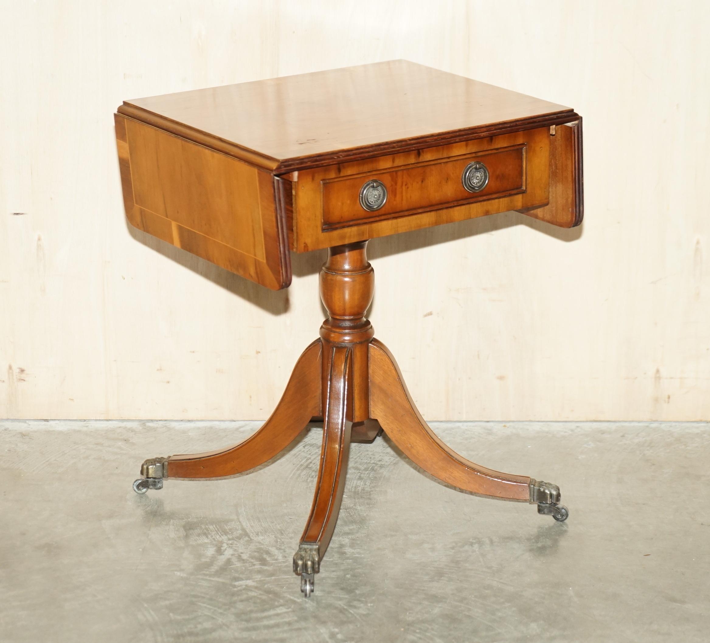 We are delighted to offer for sale this lovely burr yew and walnut Bevan Funnell extending side table with single drawer to the front and faux drawer to the rear

This table is very well made, its extends so can be used as a card table or for