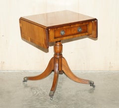 Lovely Extending Burr Walnut & Yew Wood Side End Lamp Wine Card Table Wood Top