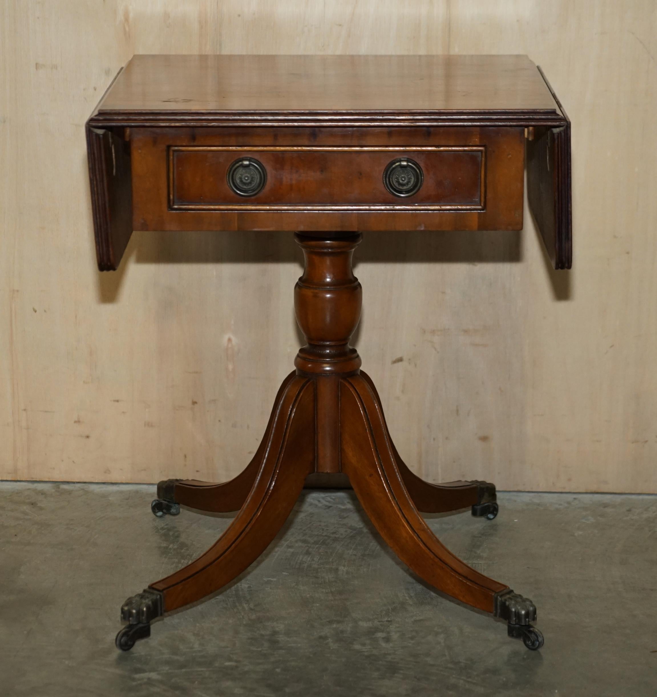 Victorian Lovely Extending Burr Walnut & Yew Wood Side End Lamp Wine Card Table Wood Top