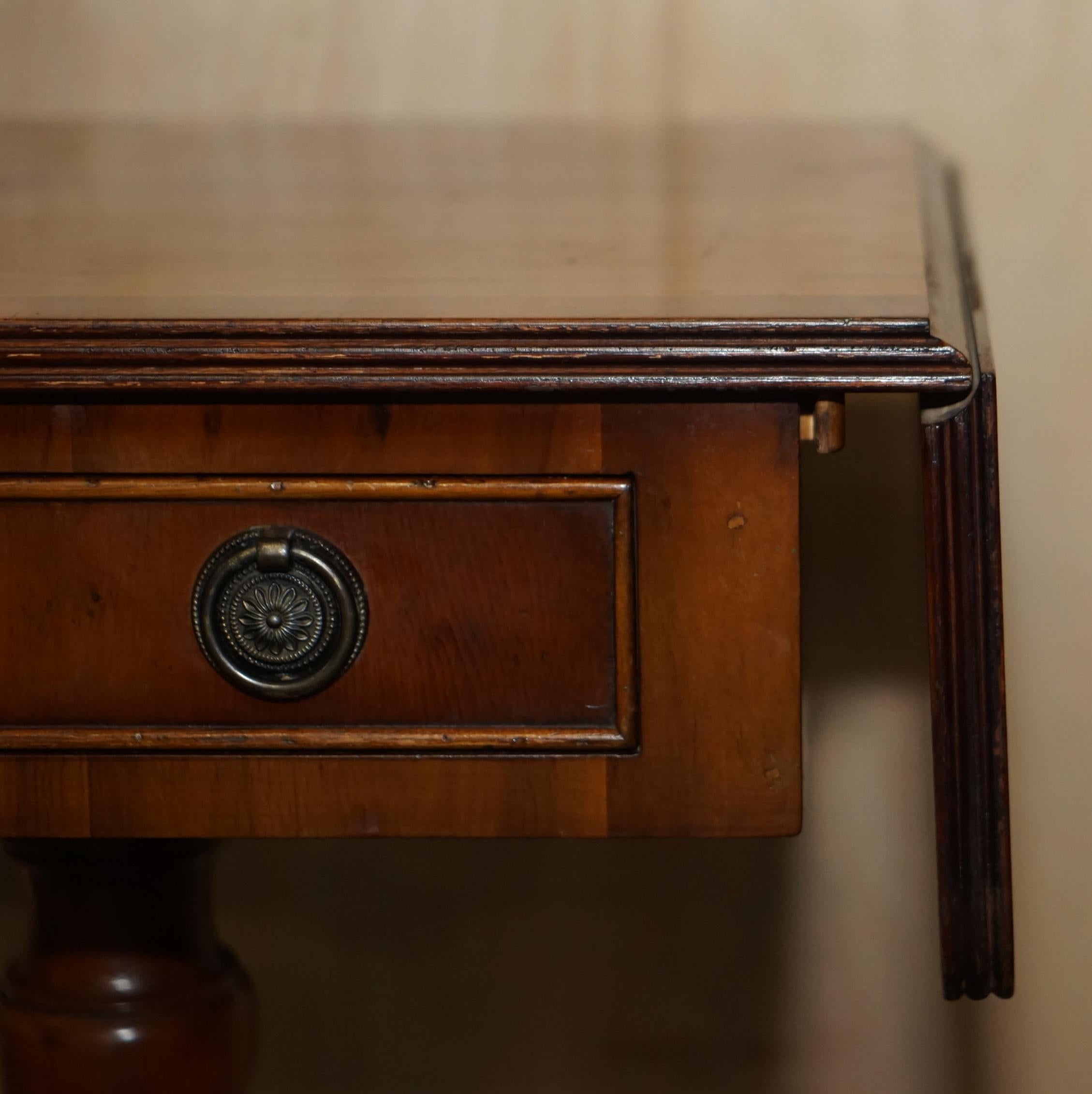 Hand-Crafted Lovely Extending Burr Walnut & Yew Wood Side End Lamp Wine Card Table Wood Top