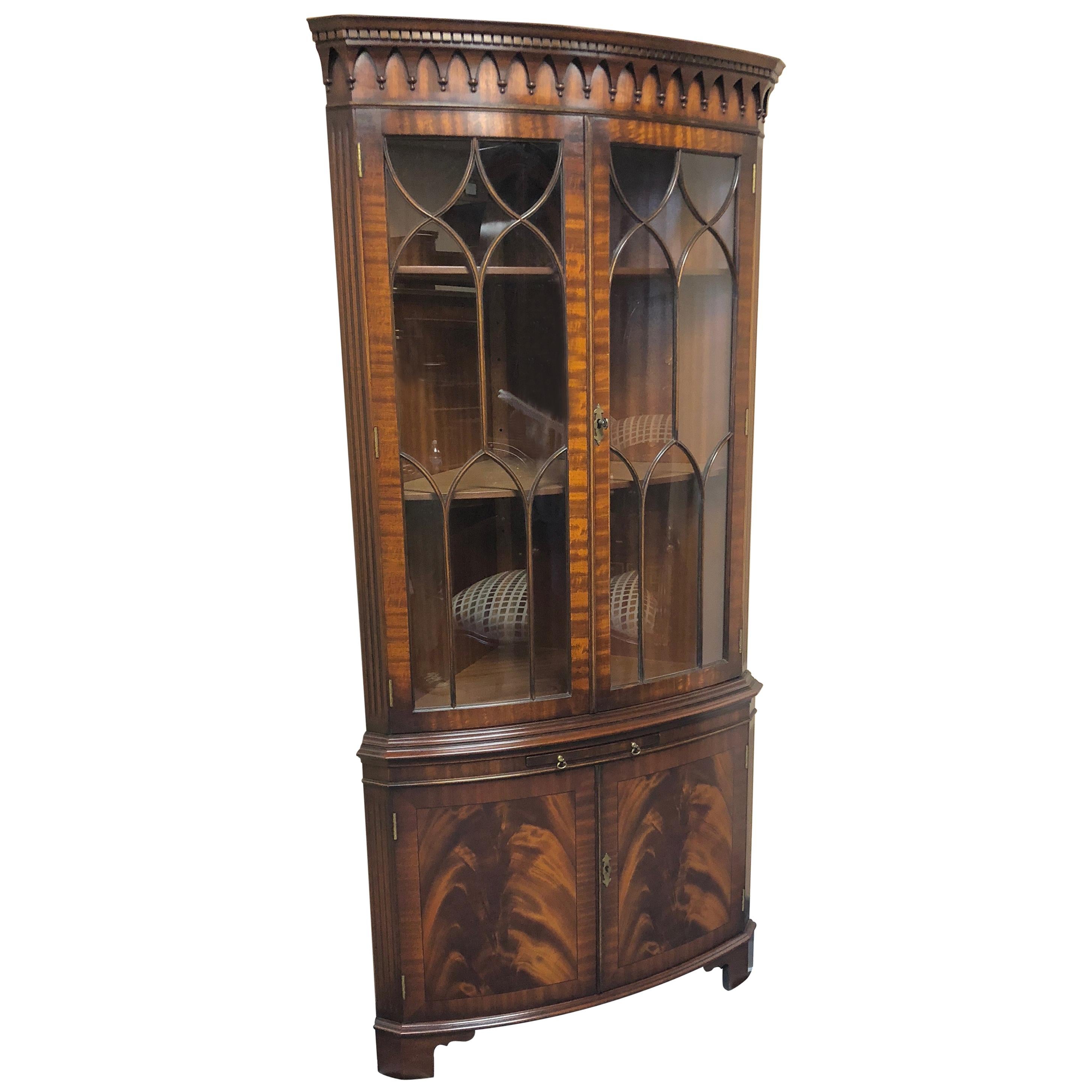 Lovely Flame Mahogany English Corner Cabinet by Bevan Funnell