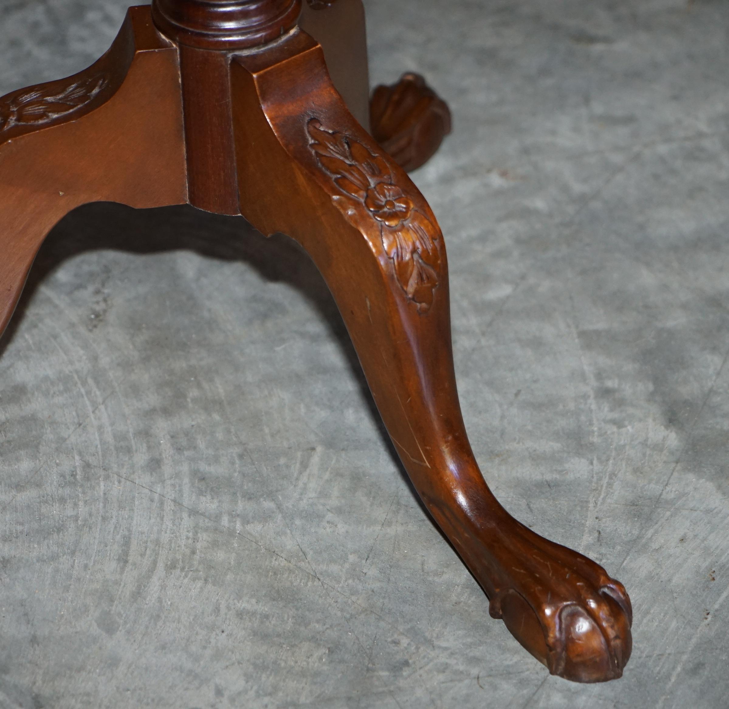 Lovely Flamed Hardwood Gallery Rail Side Table Claw & Ball Feet Regency Style For Sale 5