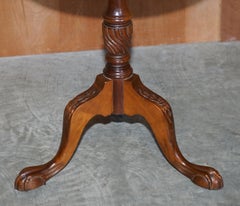 Lovely Flamed Hardwood Gallery Rail Side Table Claw & Ball Feet Regency Style