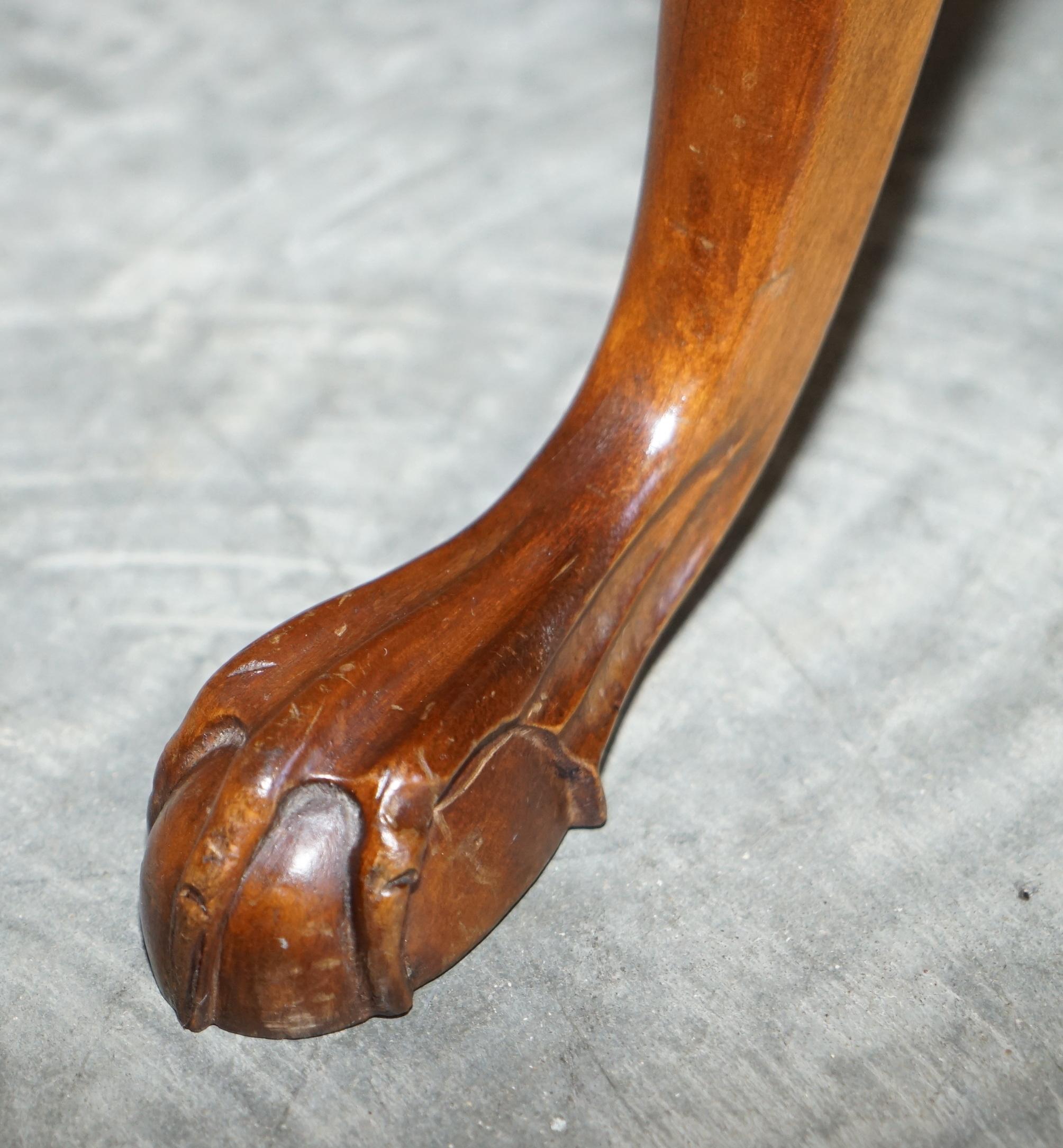 20th Century Lovely Flamed Hardwood Gallery Rail Side Table Claw & Ball Feet Regency Style For Sale