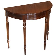Lovely Flamed Hardwood Vintage Demi Line Console Table with Single Drawer