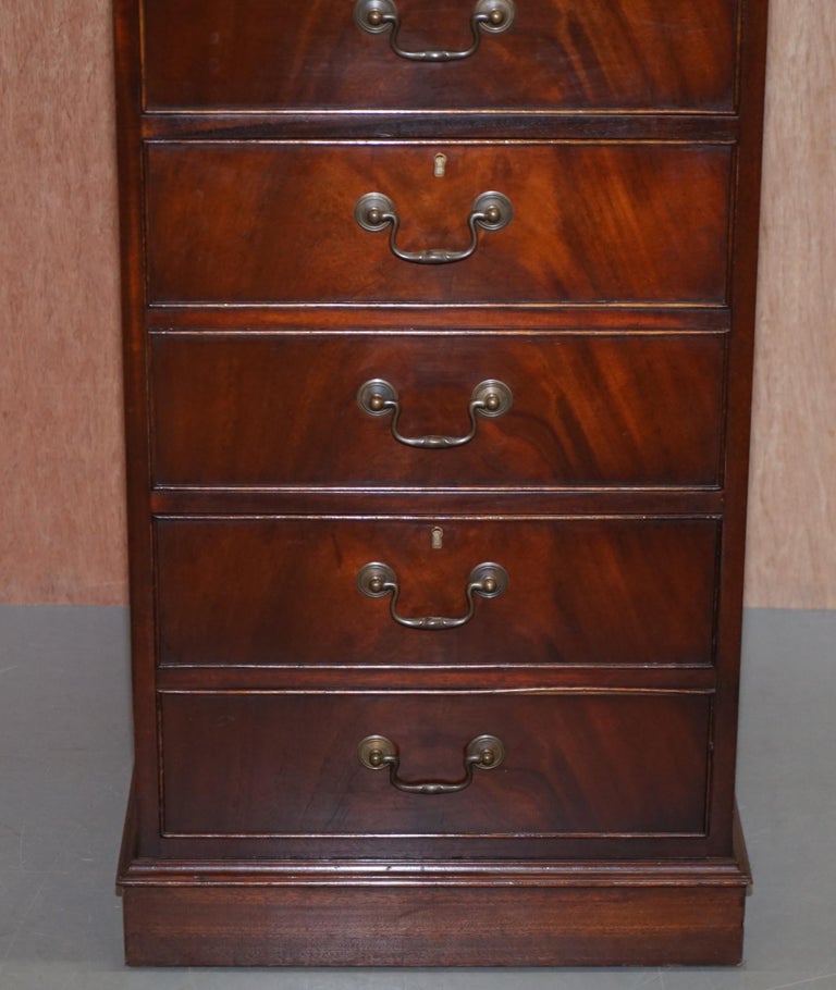 Lovely Flamed Mahogany Large Three Drawer Filing with Brown