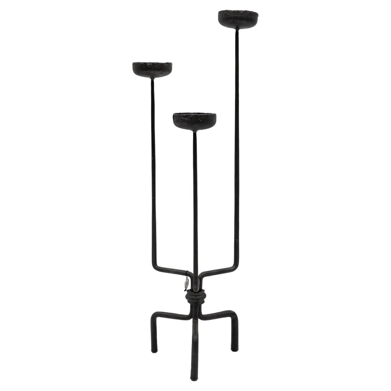 Lovely Floor Wrought Candle Holder by Manfred Bredohl Vulkanschmiede, 1970s