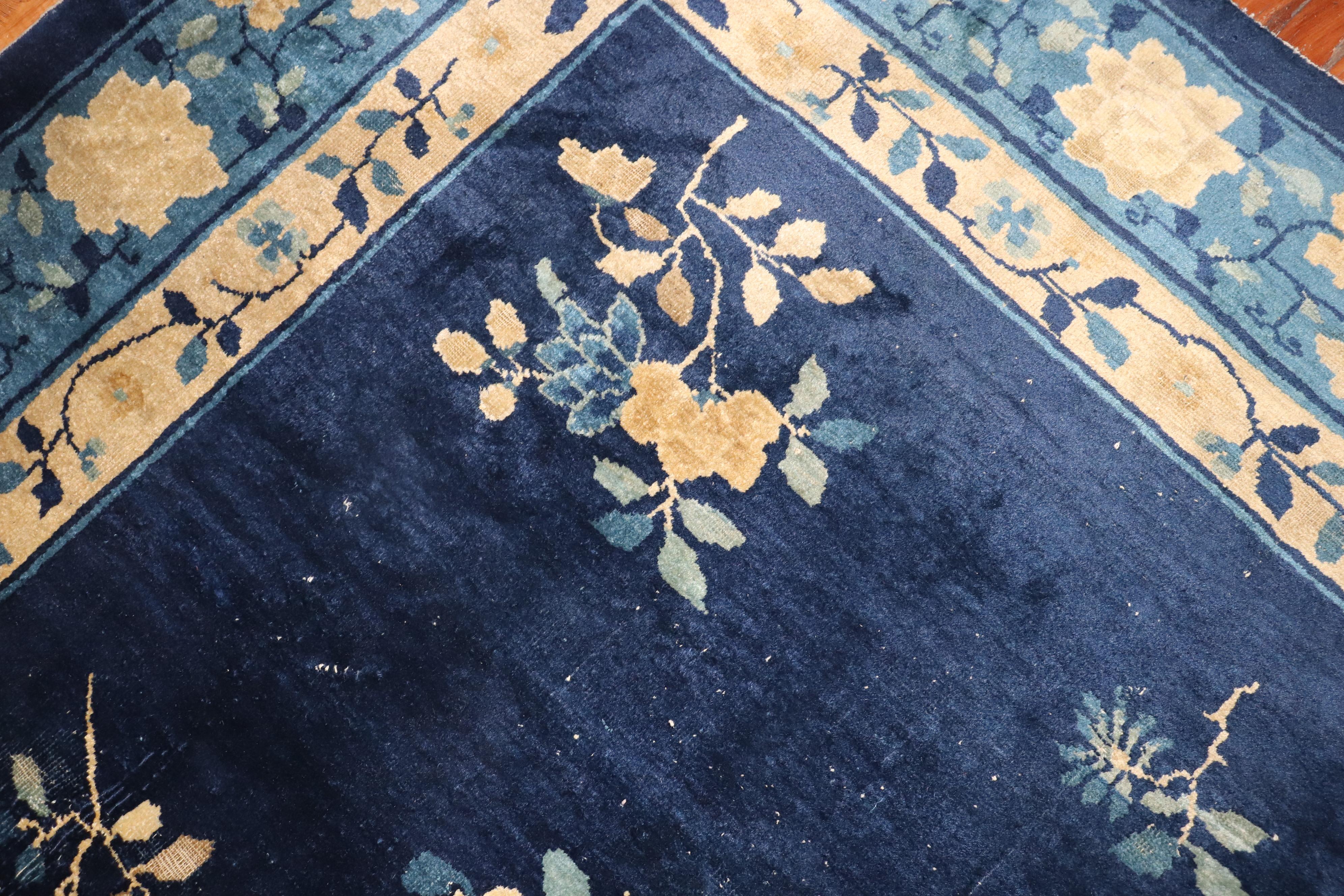 Lovely Floral Art Deco Chinese Room Size Rug For Sale 1