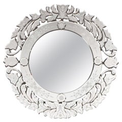 Vintage Lovely Floral Venetian Style Round Mirror