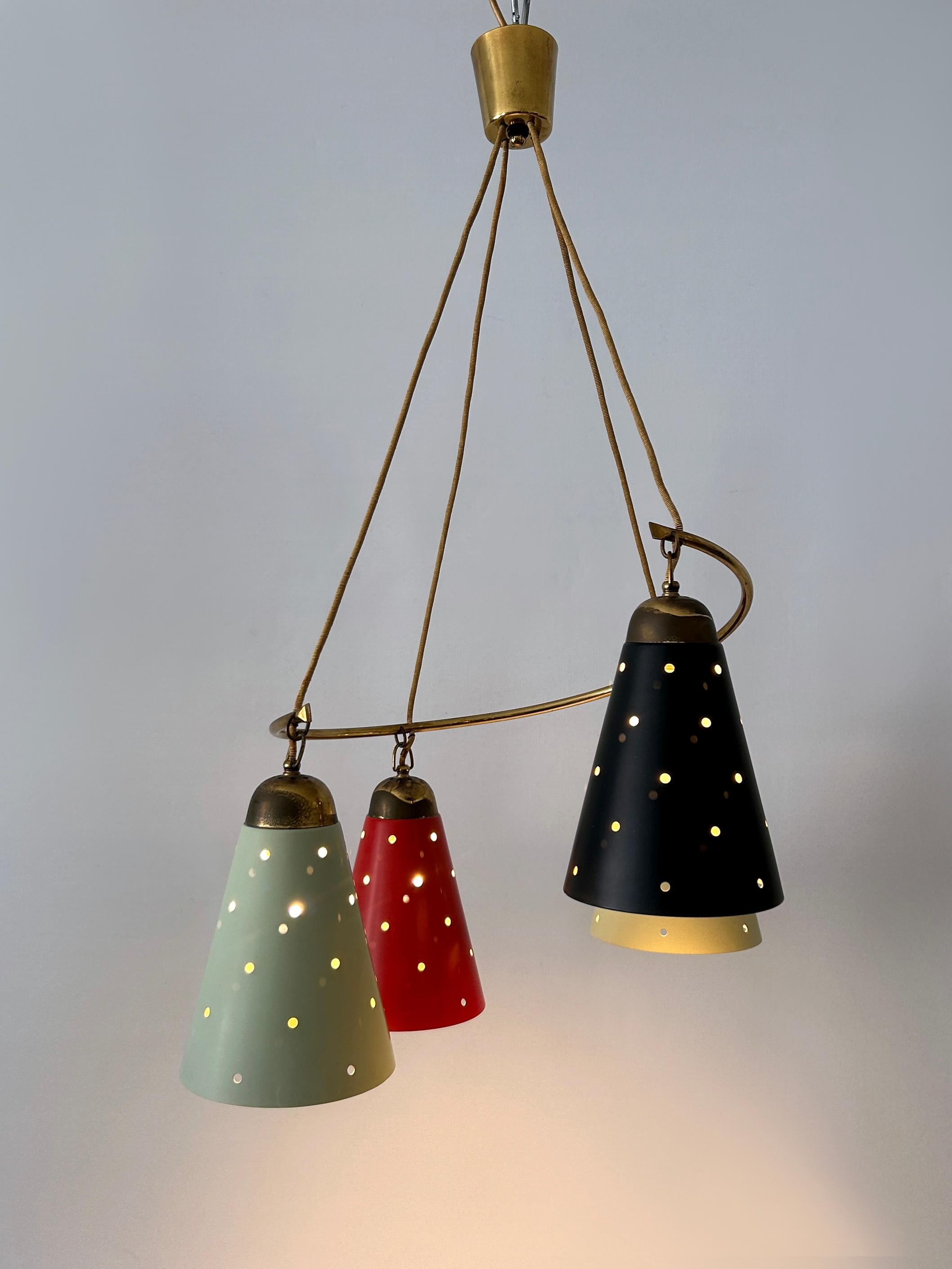 Lovely Four-Armed Mid-Century Modern Chandelier or Pendant Light Germany 1950s For Sale 5