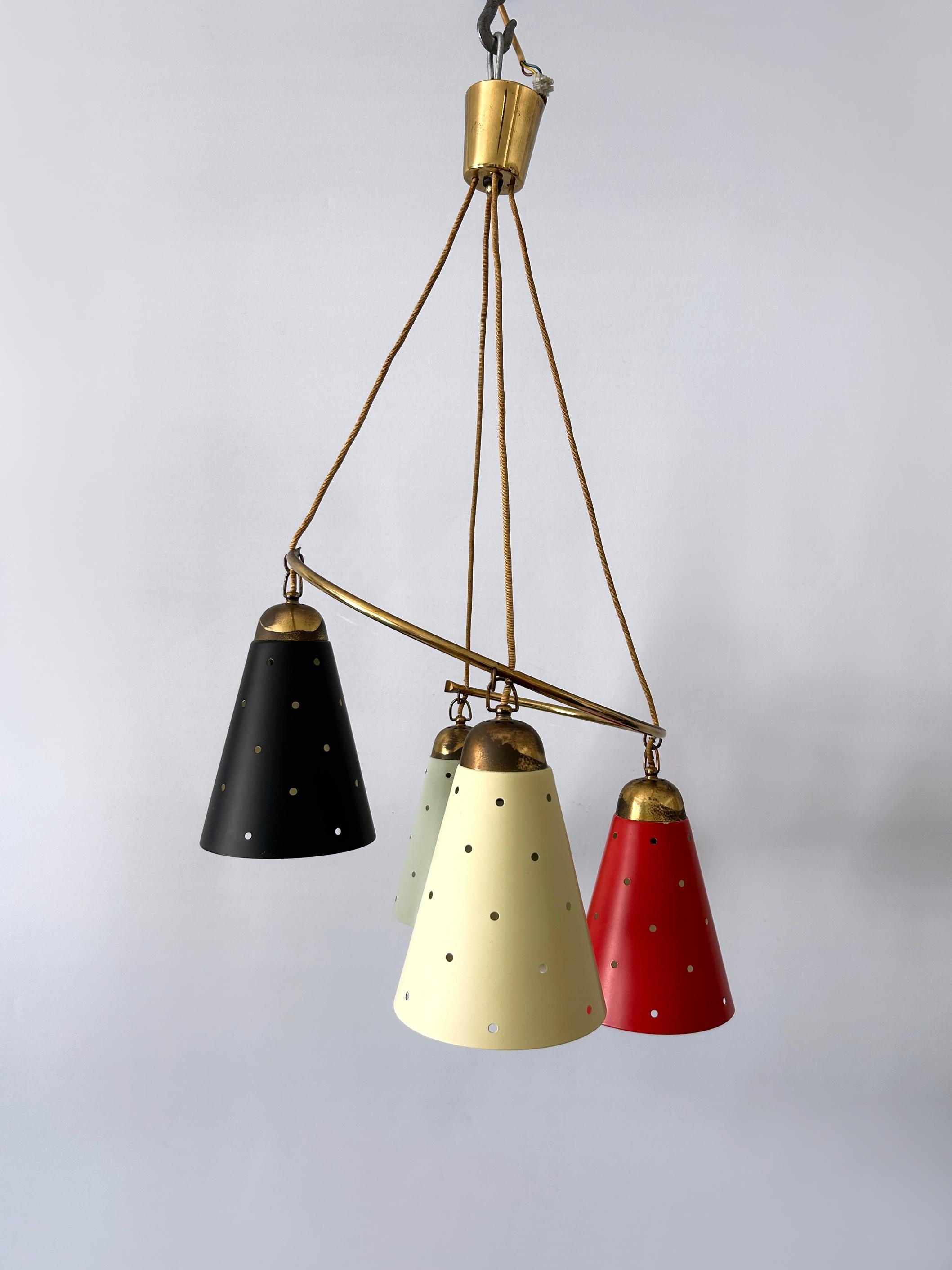 Lovely Four-Armed Mid-Century Modern Chandelier or Pendant Light Germany 1950s For Sale 6