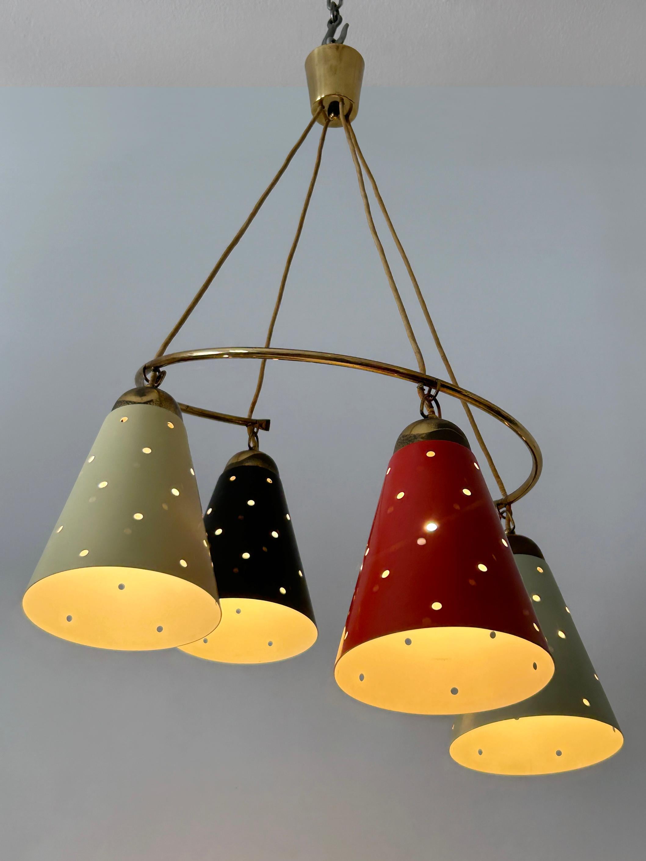 Lovely Four-Armed Mid-Century Modern Chandelier or Pendant Light Germany 1950s For Sale 8