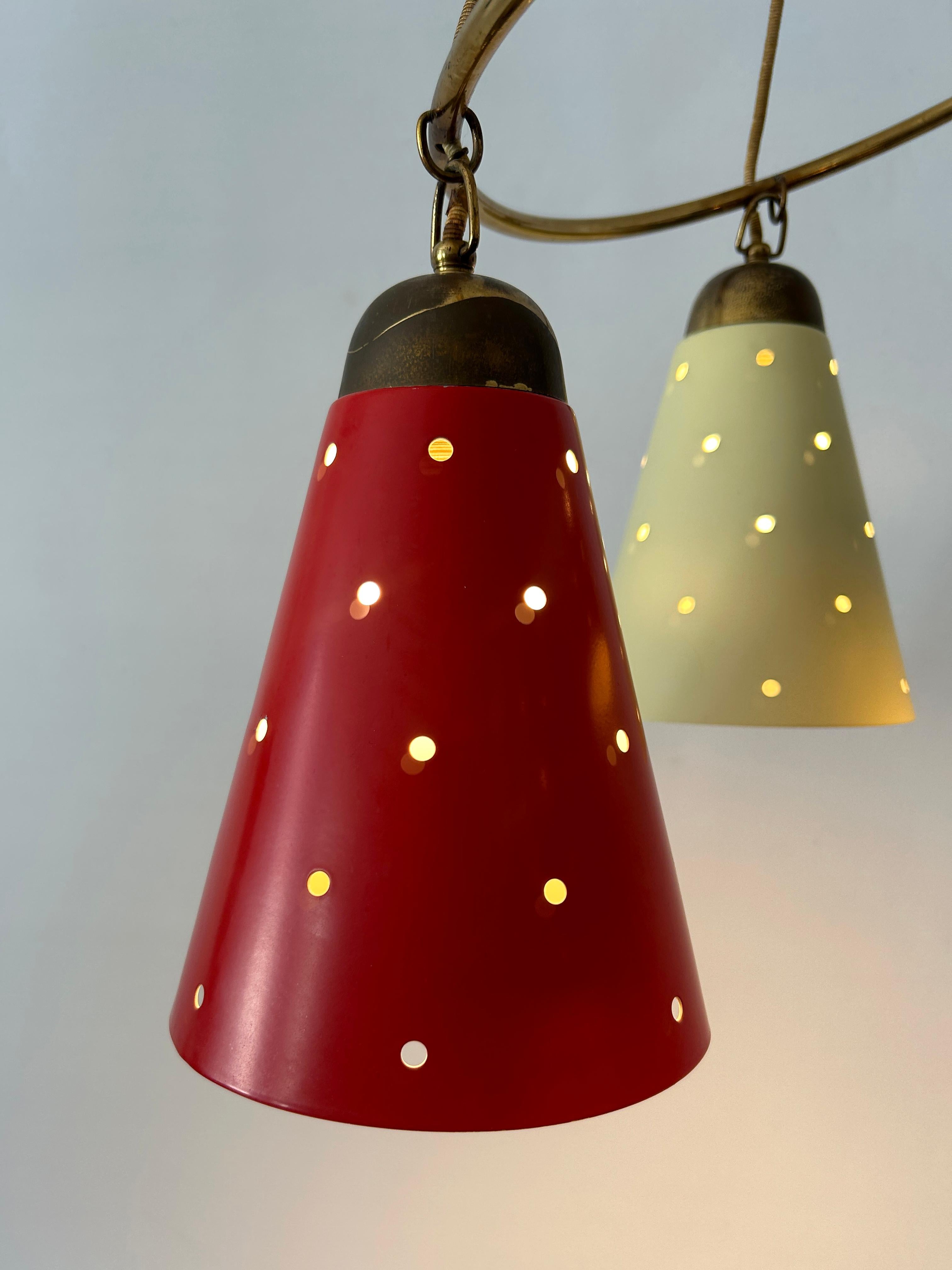 Lovely Four-Armed Mid-Century Modern Chandelier or Pendant Light Germany 1950s For Sale 11