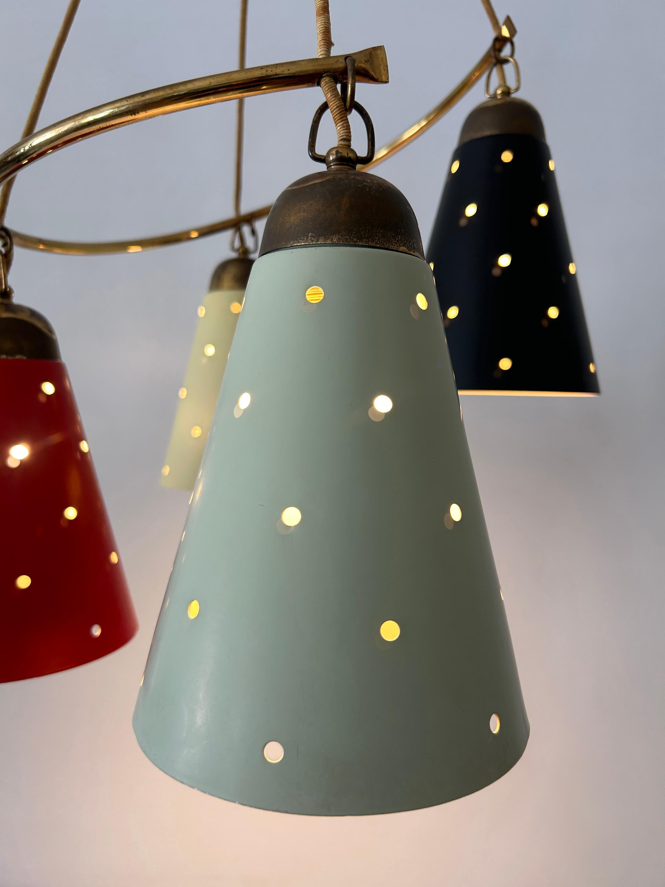 Lovely Four-Armed Mid-Century Modern Chandelier or Pendant Light Germany 1950s For Sale 12