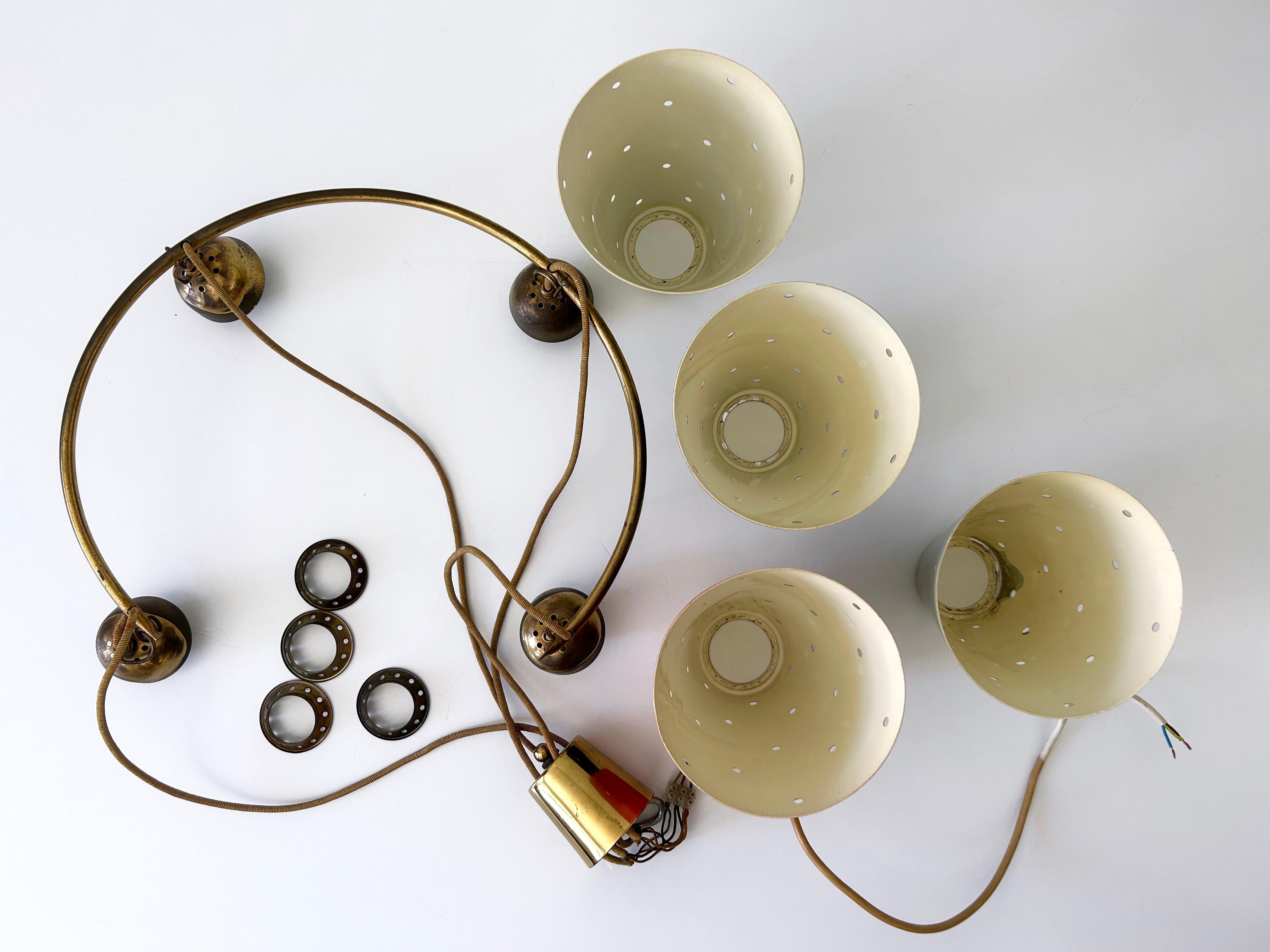 Lovely Four-Armed Mid-Century Modern Chandelier or Pendant Light Germany 1950s For Sale 15