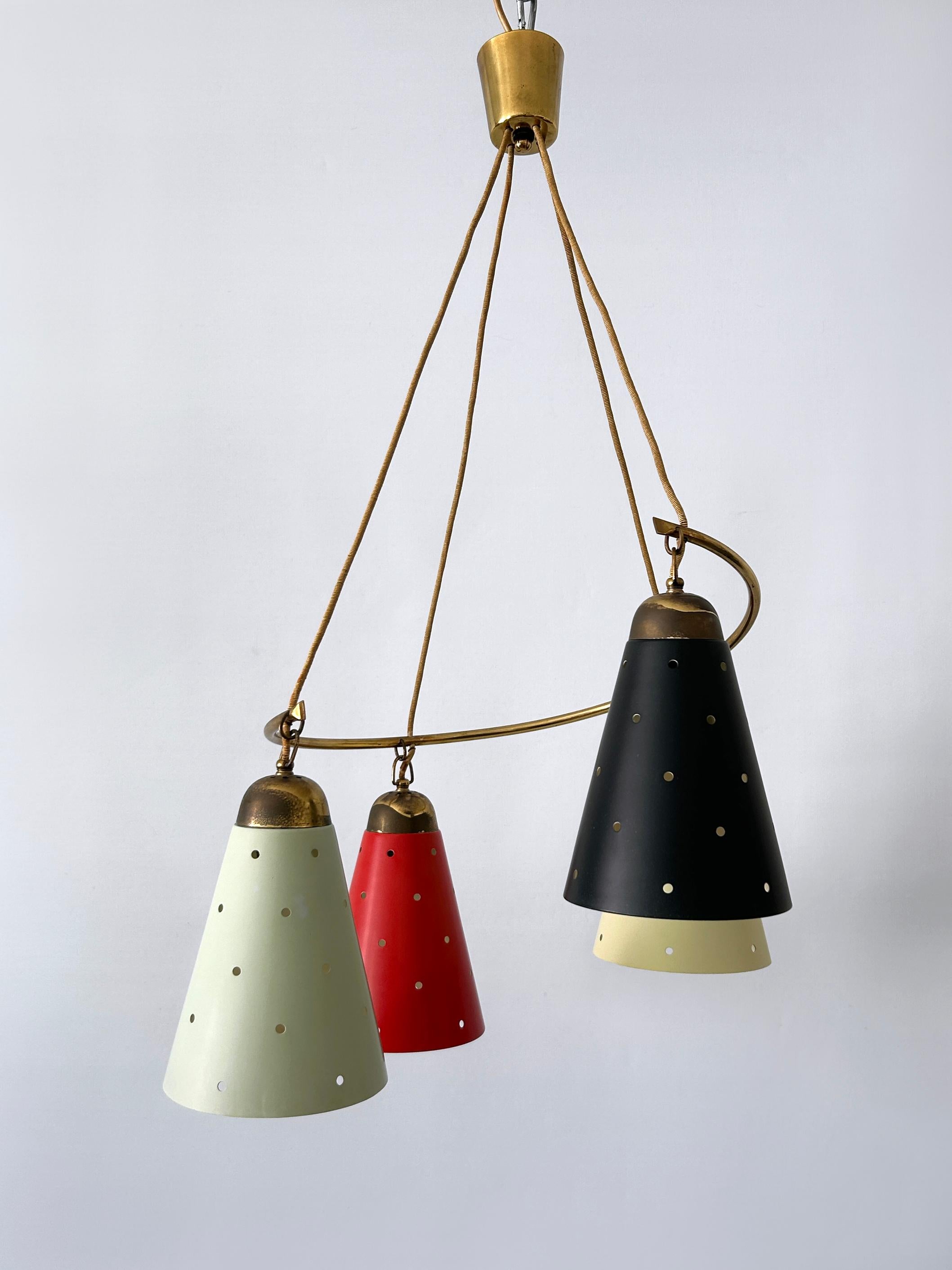 Lovely Four-Armed Mid-Century Modern Chandelier or Pendant Light Germany 1950s For Sale 4