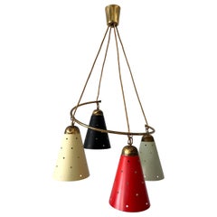 Lovely Four-Armed Mid-Century Modern Chandelier or Pendant Light Germany 1950s