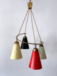 Lovely Four-Armed Mid-Century Modern Chandelier or Pendant Light Germany 1950s