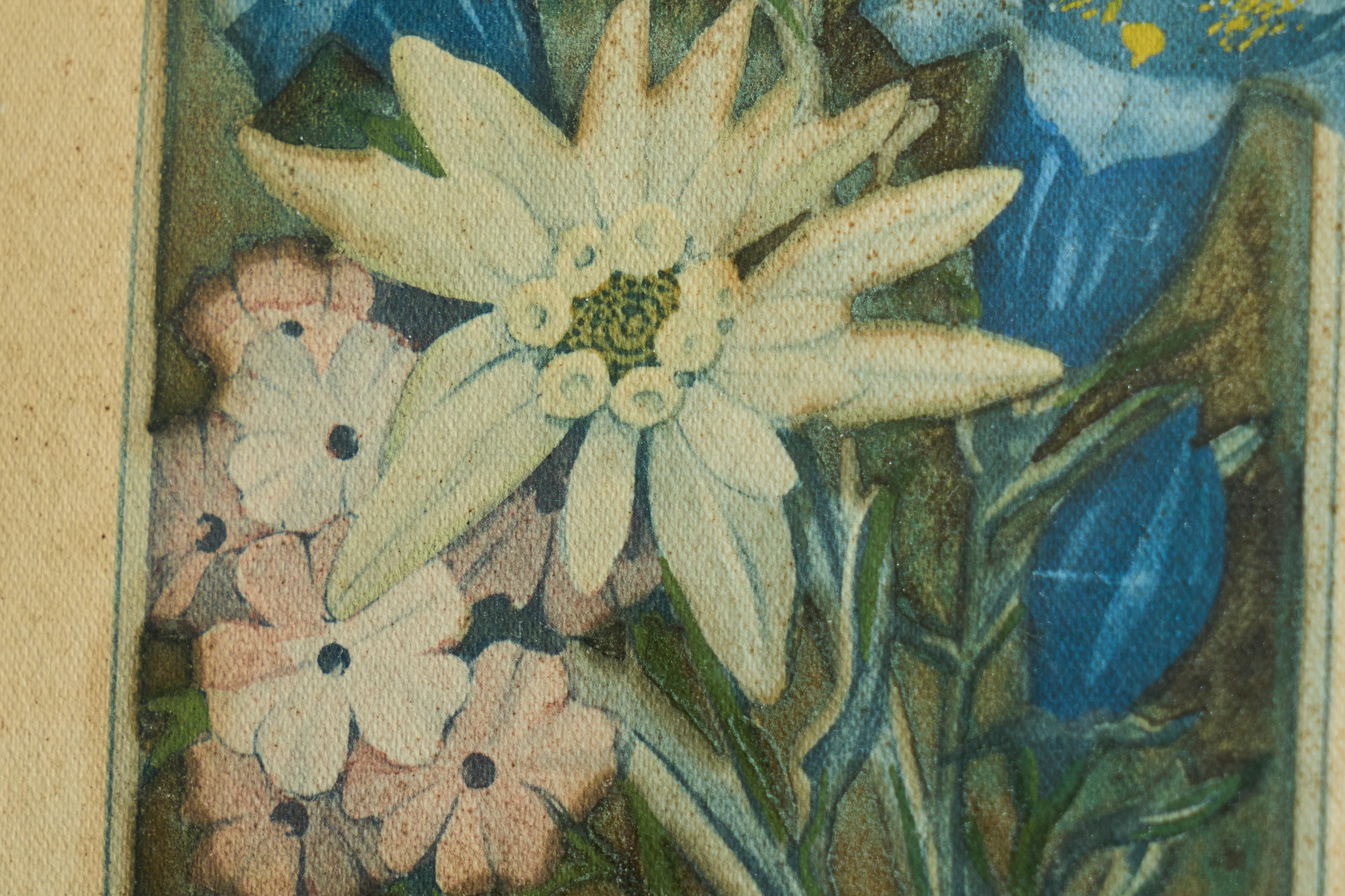 Wunderschön gerahmte 'Edelweiß'-Lithographie aus dem frühen 20. (Art déco) im Angebot