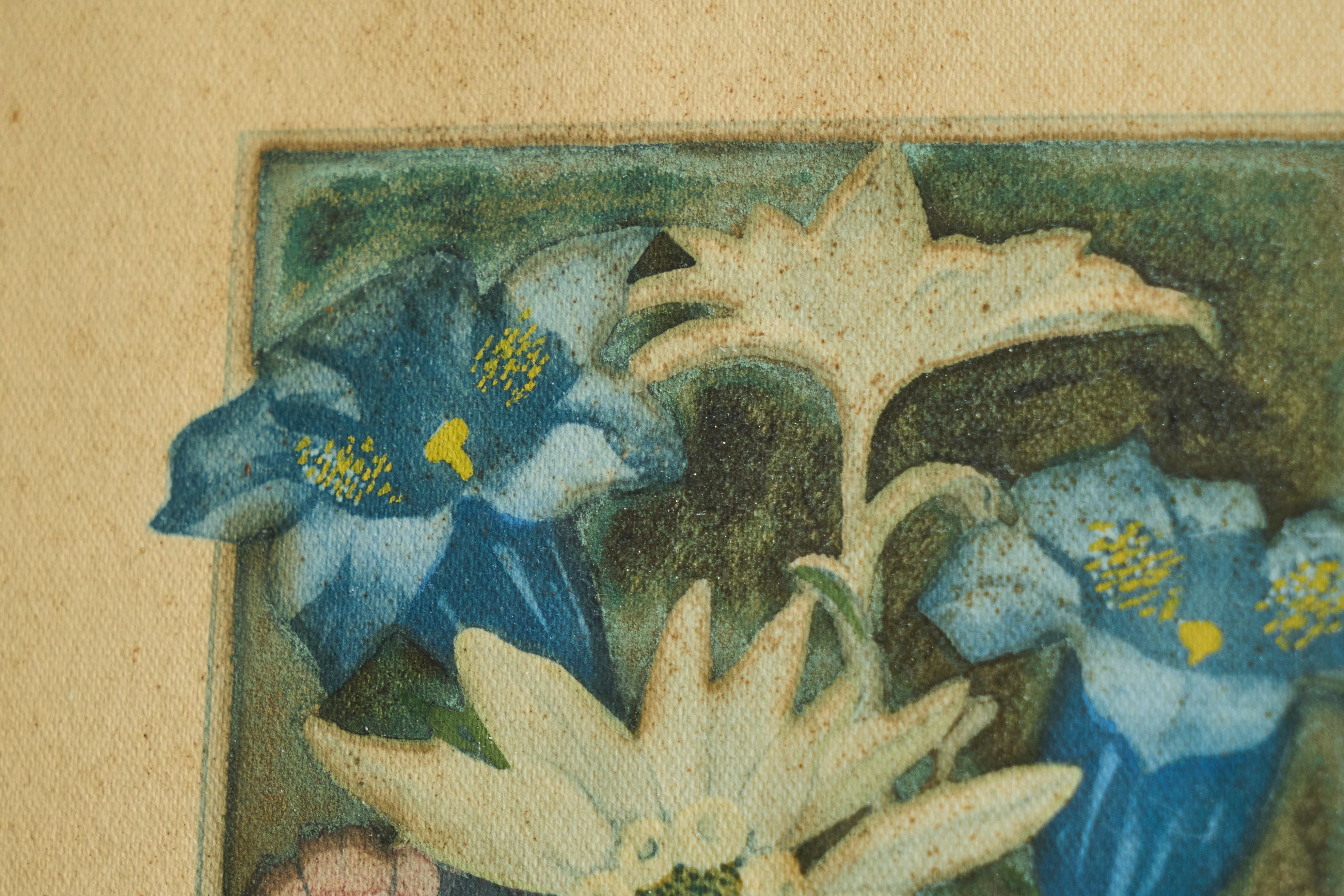 Wunderschön gerahmte 'Edelweiß'-Lithographie aus dem frühen 20. (20. Jahrhundert) im Angebot