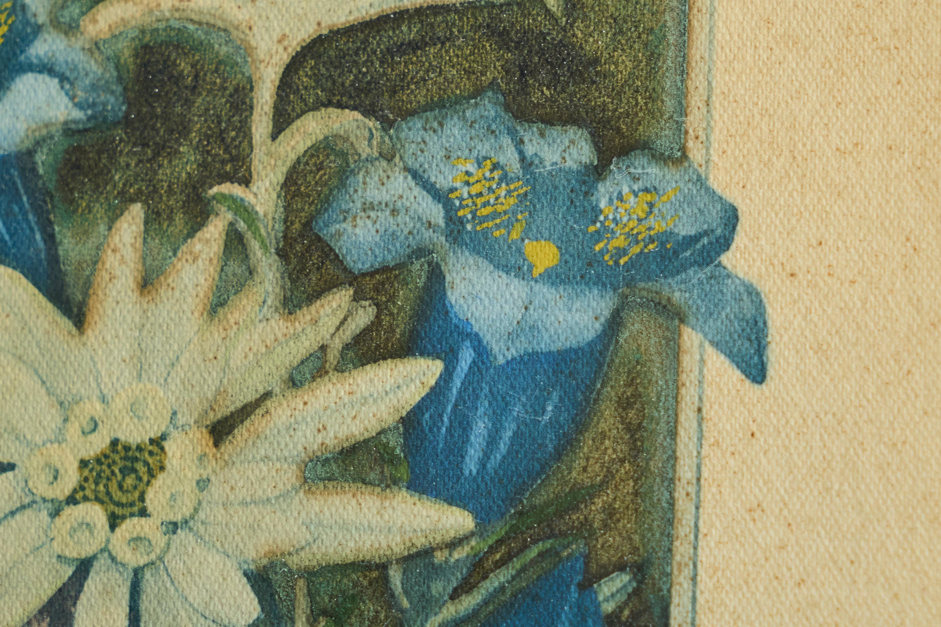 Wunderschön gerahmte 'Edelweiß'-Lithographie aus dem frühen 20. im Angebot 1