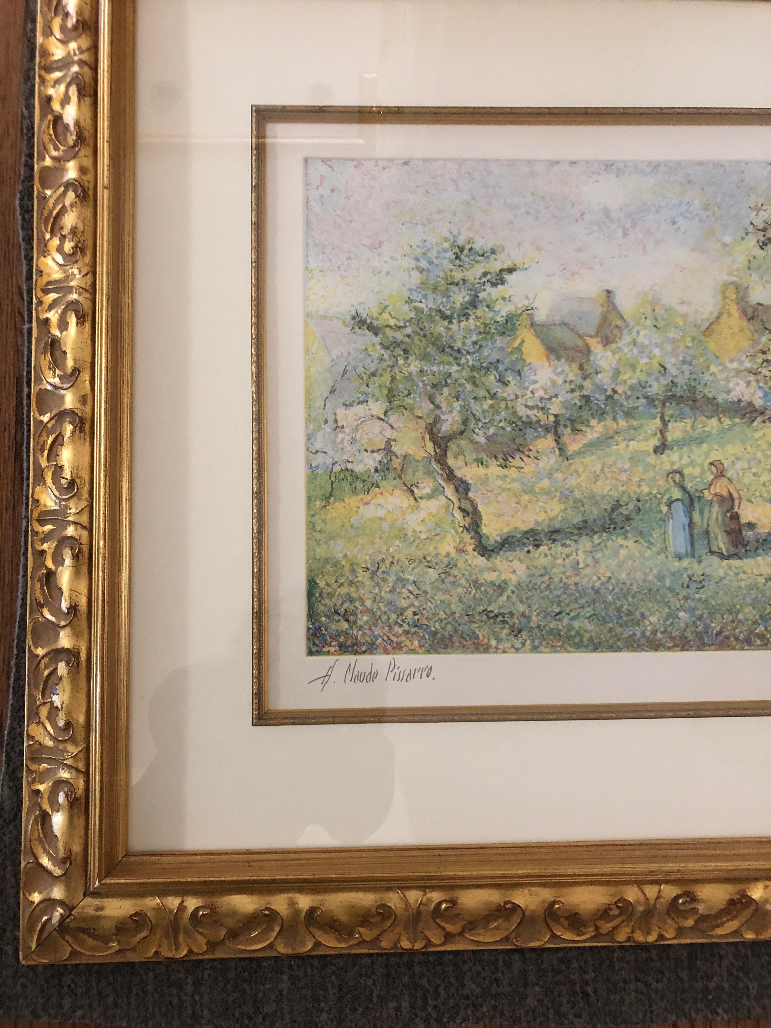 Lovely Framed Trees in Bloom Aquatint Signed by H Claude Pissarro 5