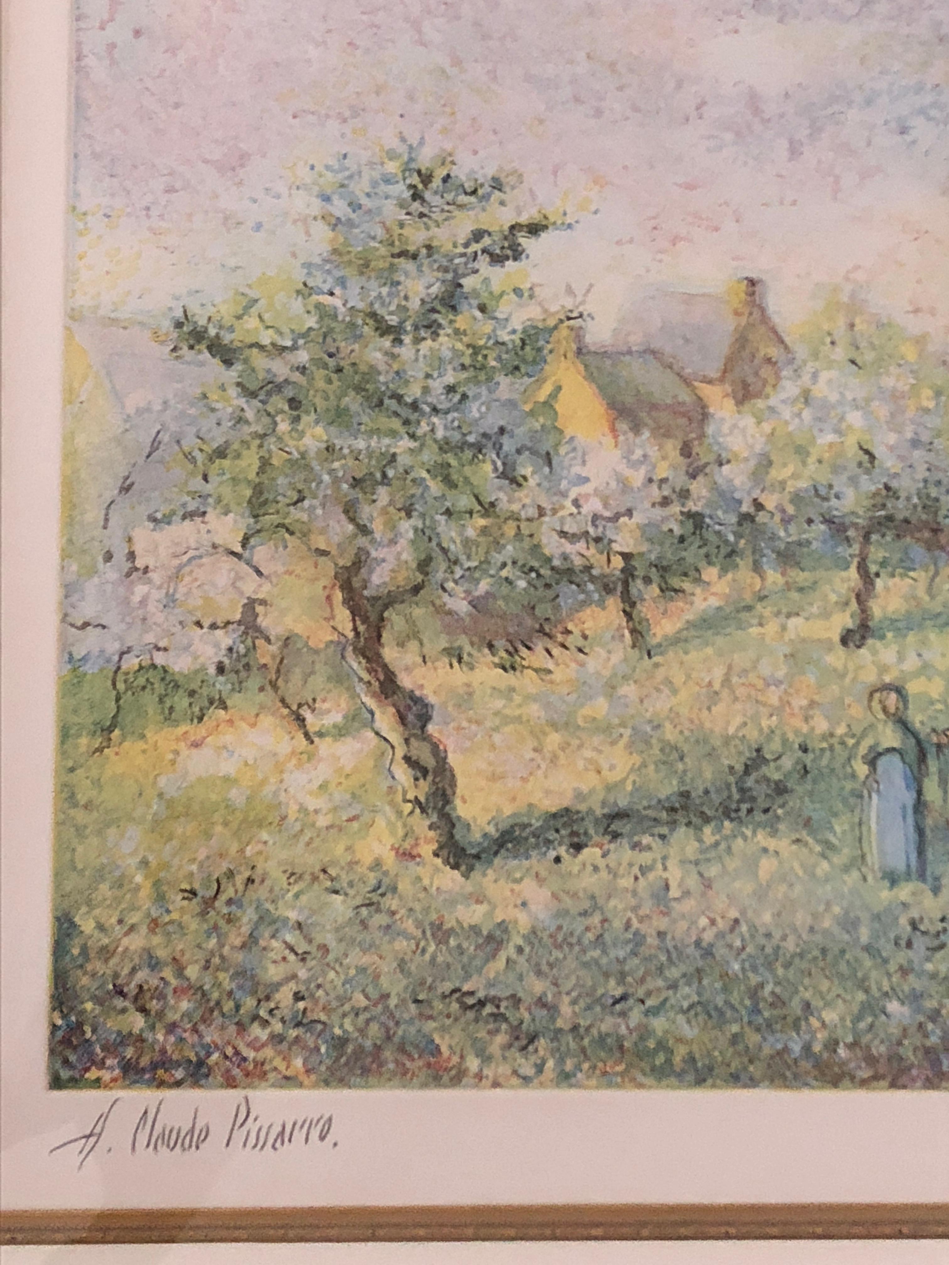 Lovely Framed Trees in Bloom Aquatint Signed by H Claude Pissarro 1