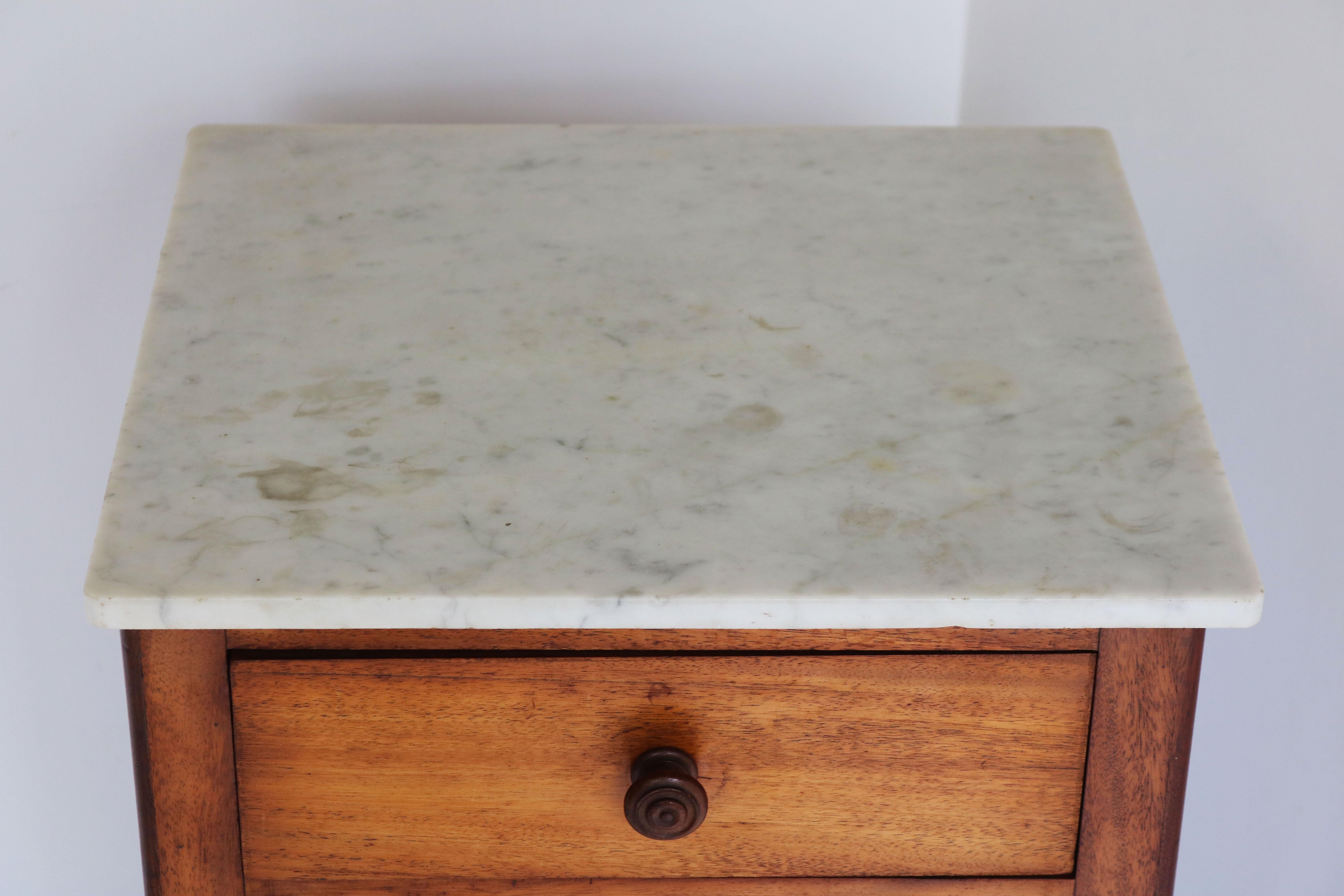 Lovely French Antique 19th Century Night Stand / Bedside Table with Carrara Top 1