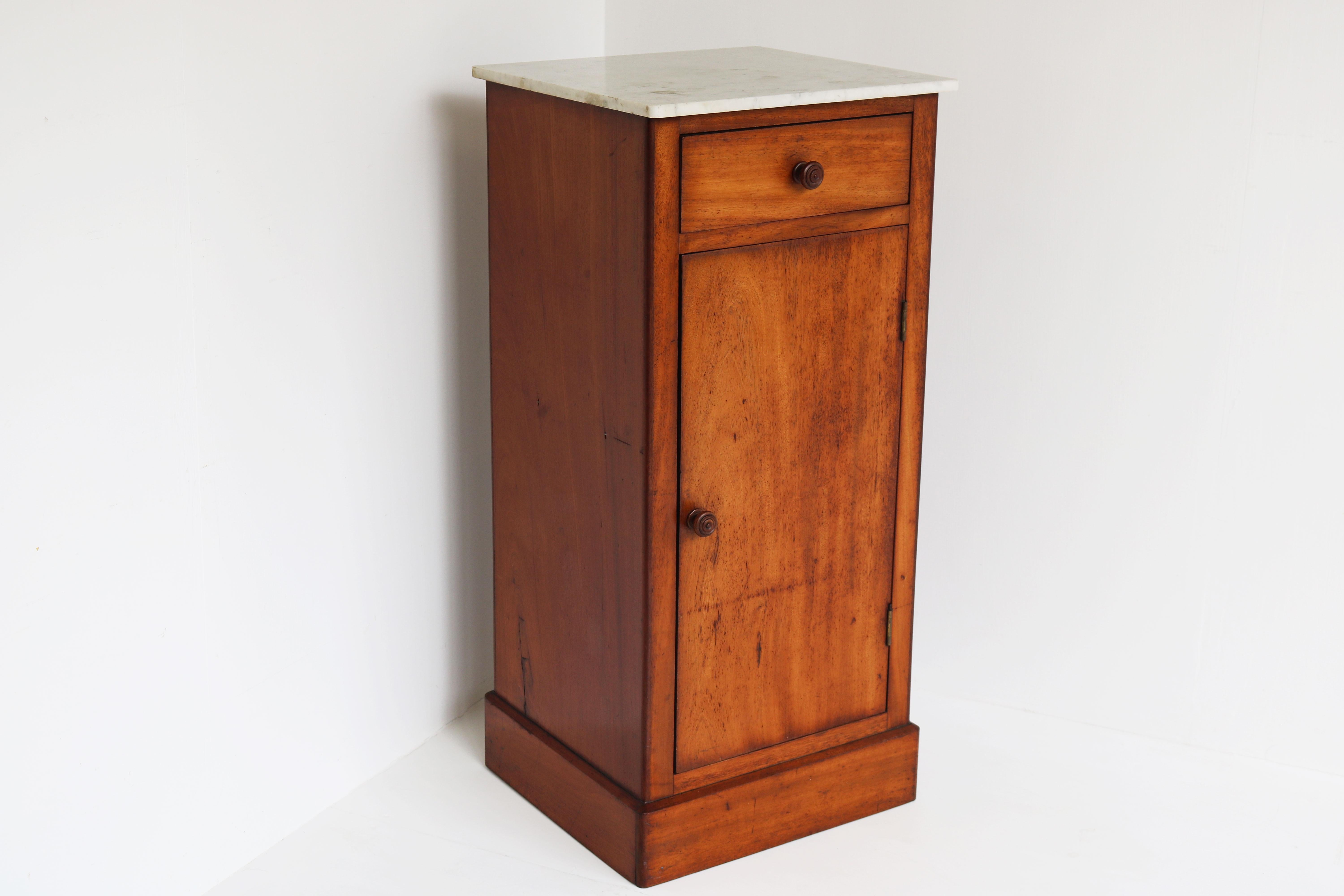 Lovely French Antique 19th Century Night Stand / Bedside Table with Carrara Top 2