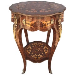 Lovely French Antique Side Table with Bronze, Bedside, Louis XV, Rare, Inlaid