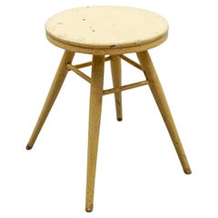 Lovely French Art Deco Wooden Working Stool, 1940s
