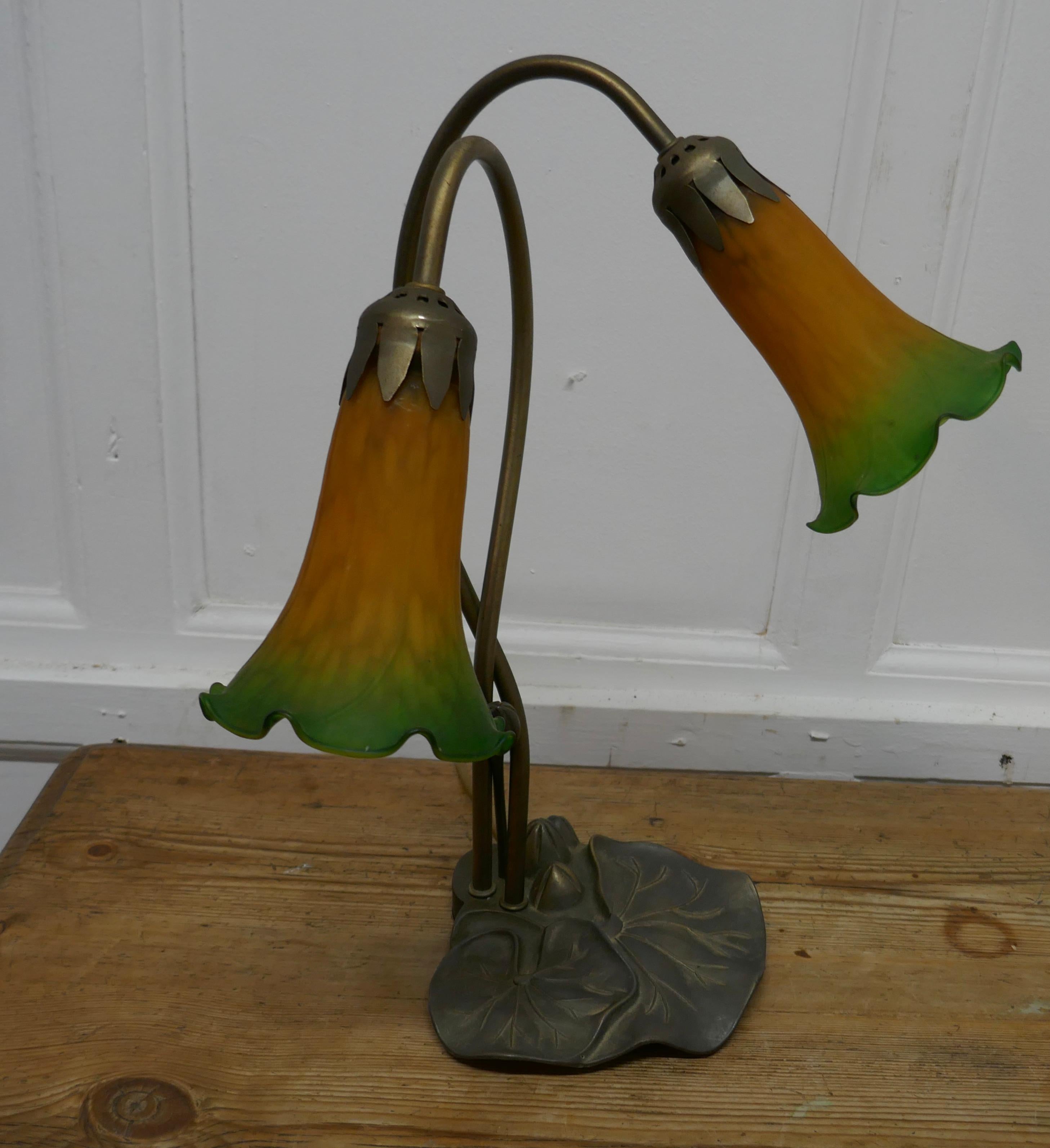 Lovely French Art Nouveau Style Lilly Pad Lamp 1