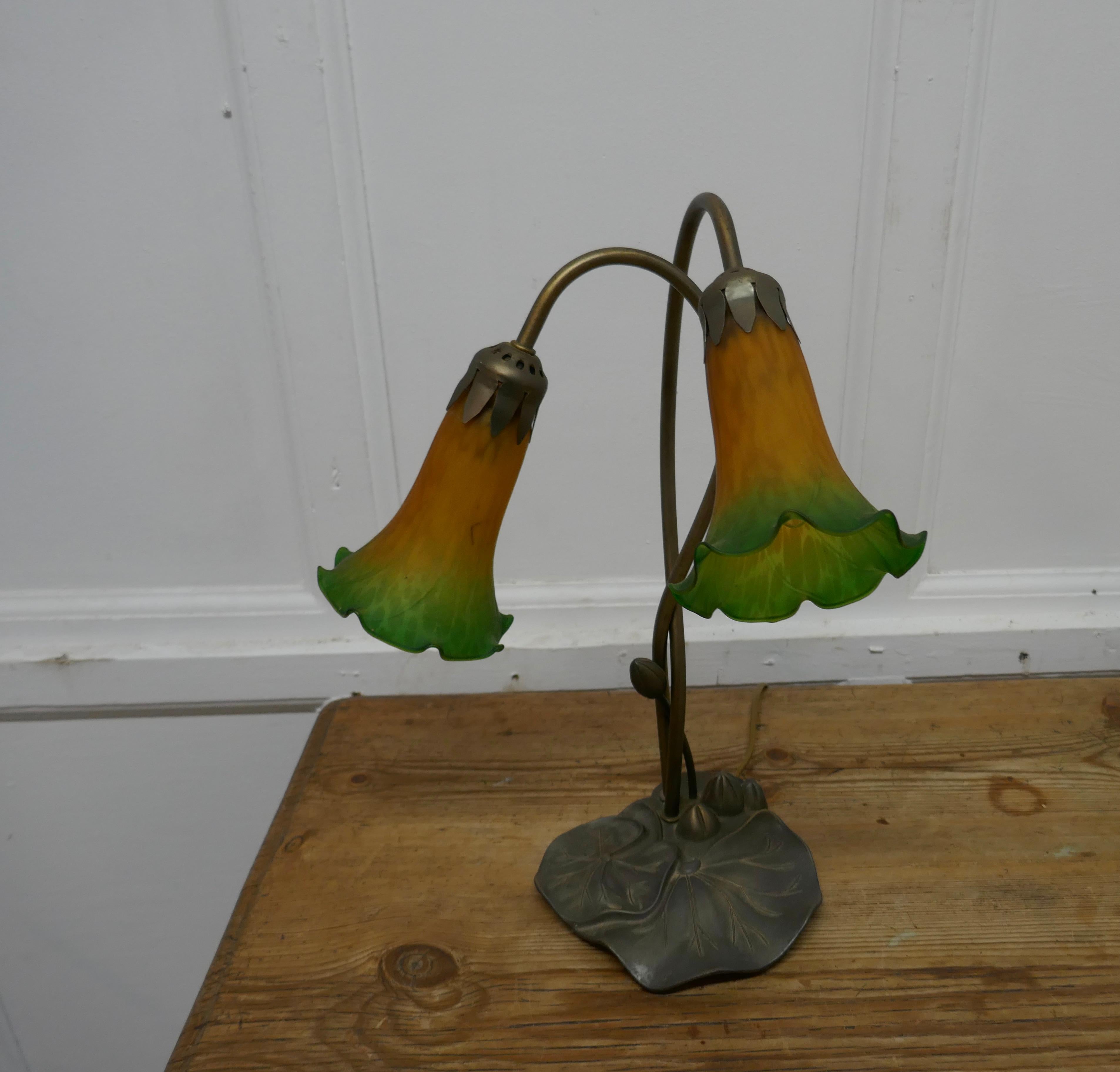 Lovely French Art Nouveau Style Lilly Pad Lamp 2