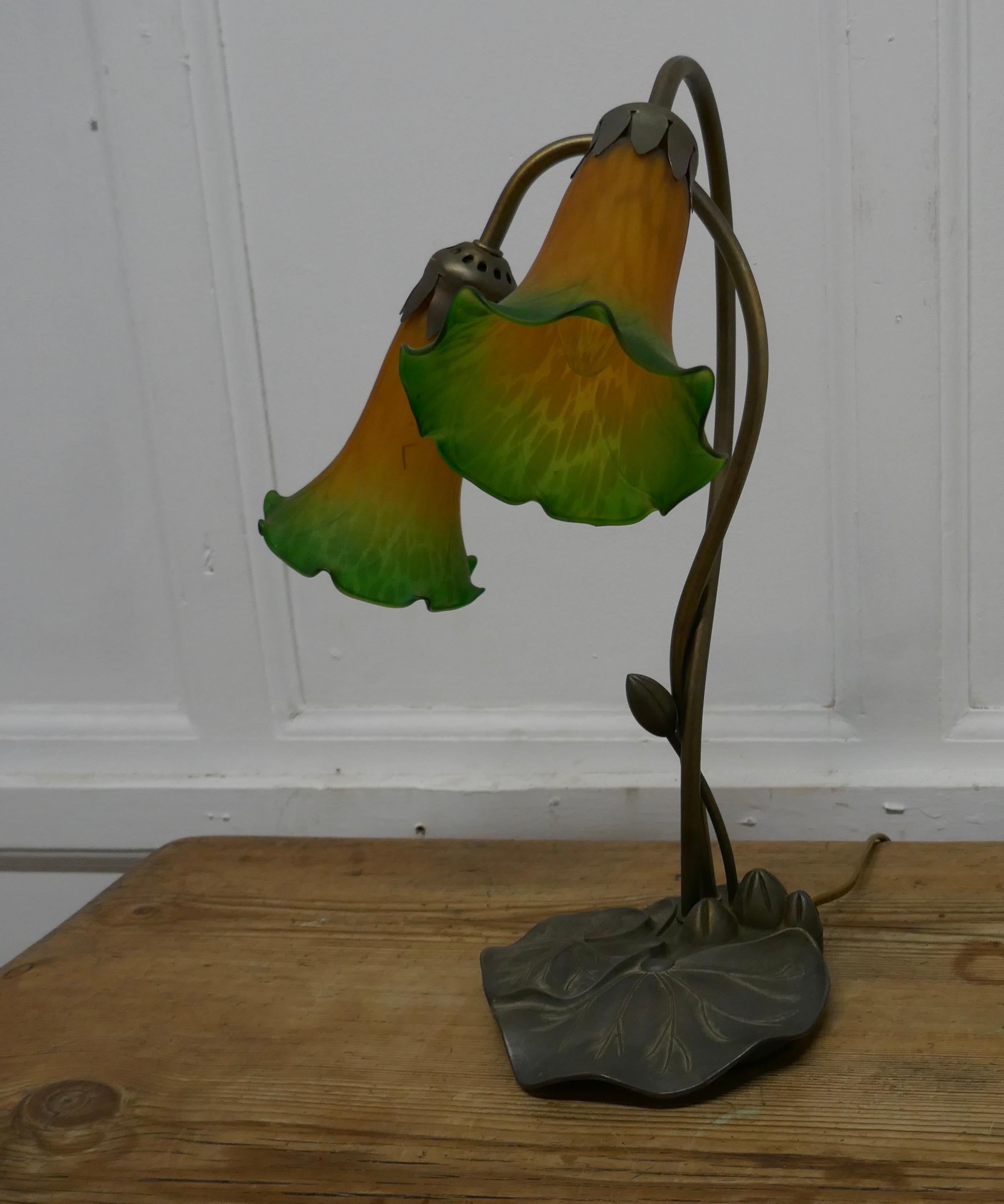 Lovely French Art Nouveau Style Lilly Pad Lamp 3