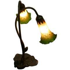 Vintage Lovely French Art Nouveau Style Lilly Pad Lamp