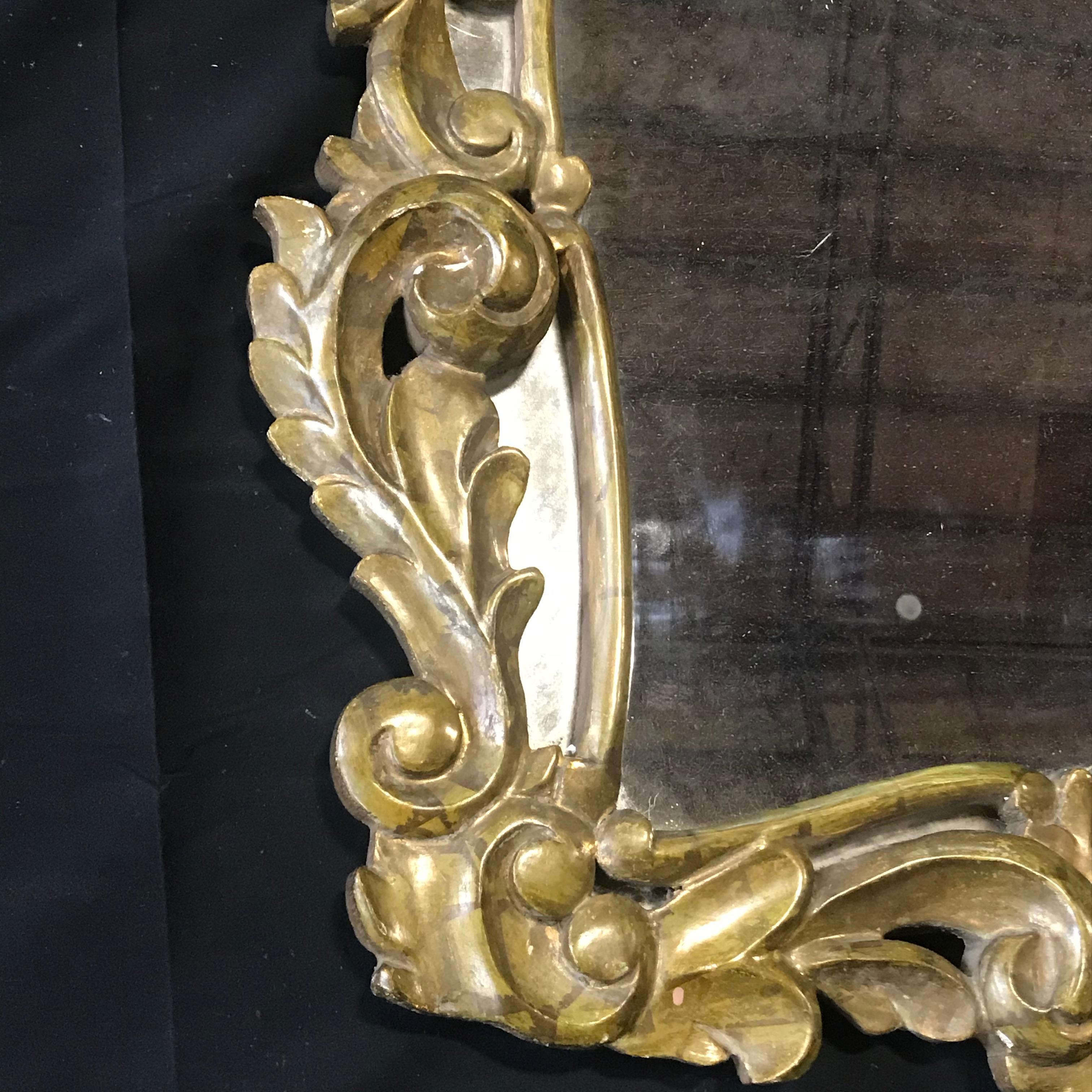 Lovely French Gold Pressed Brass Ornate Mirror In Good Condition In Hopewell, NJ