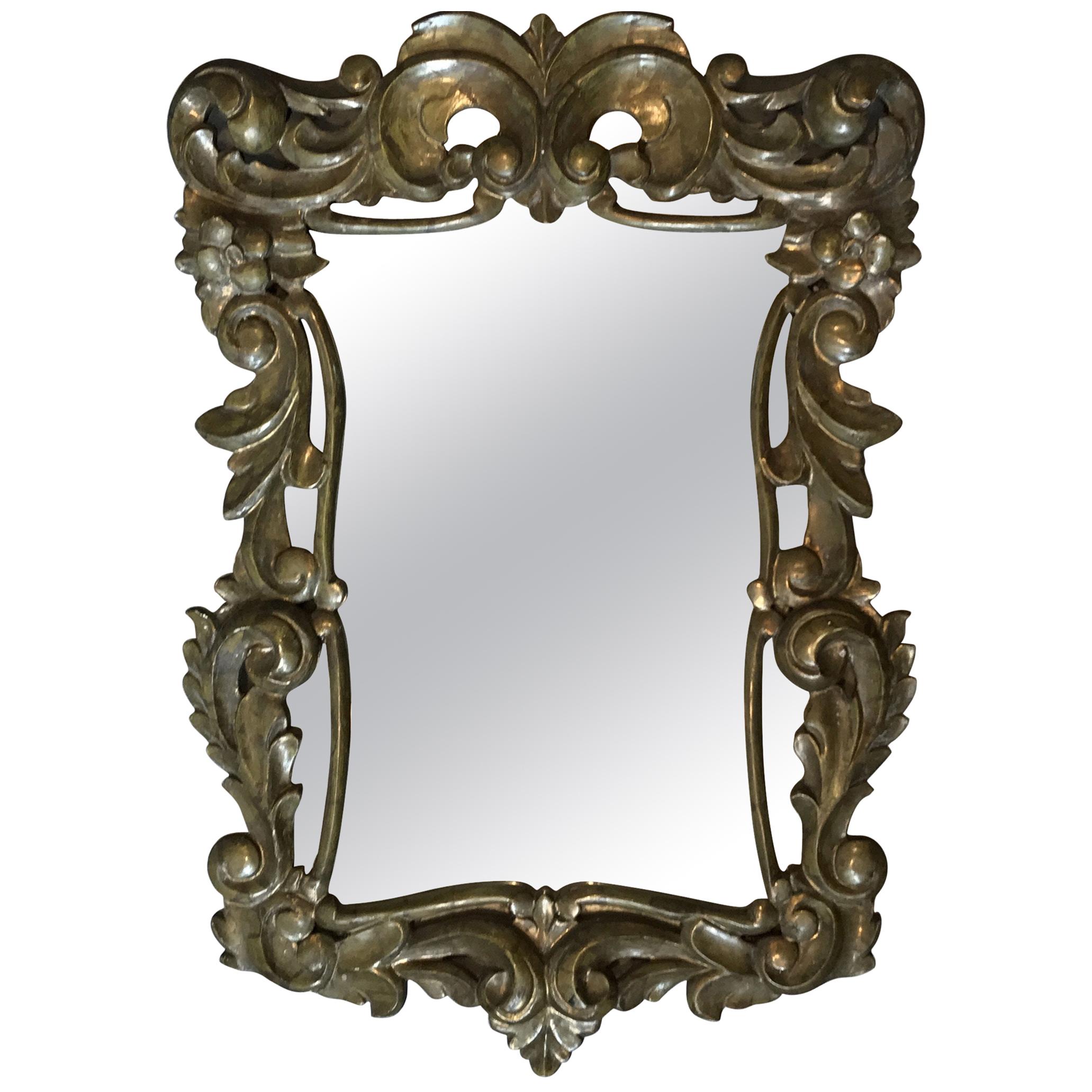 Lovely French Gold Pressed Brass Ornate Mirror