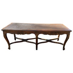 Lovely French Louis XV style Walnut Cane Bench Mid 20th Century